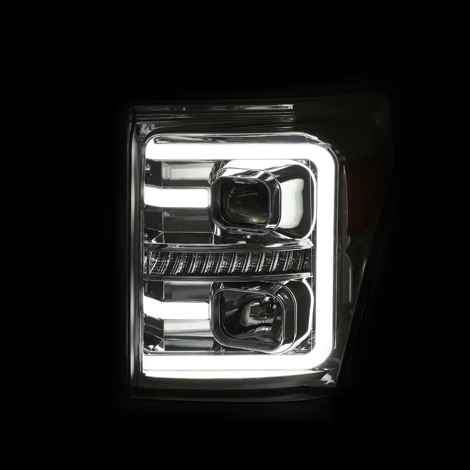ANZO 11-16 Ford F-250/F-350/F-450 Projector Headlights w/ Plank Style Switchback Chrome w/Amber thumbnail 8