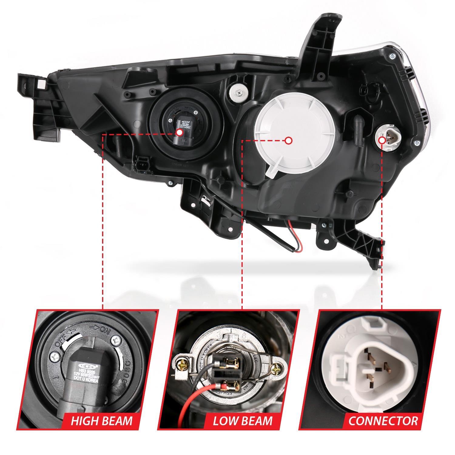ANZO 14-18 Toyota 4 Runner Plank Style Projector Headlights Black w/ Amber thumbnail 4