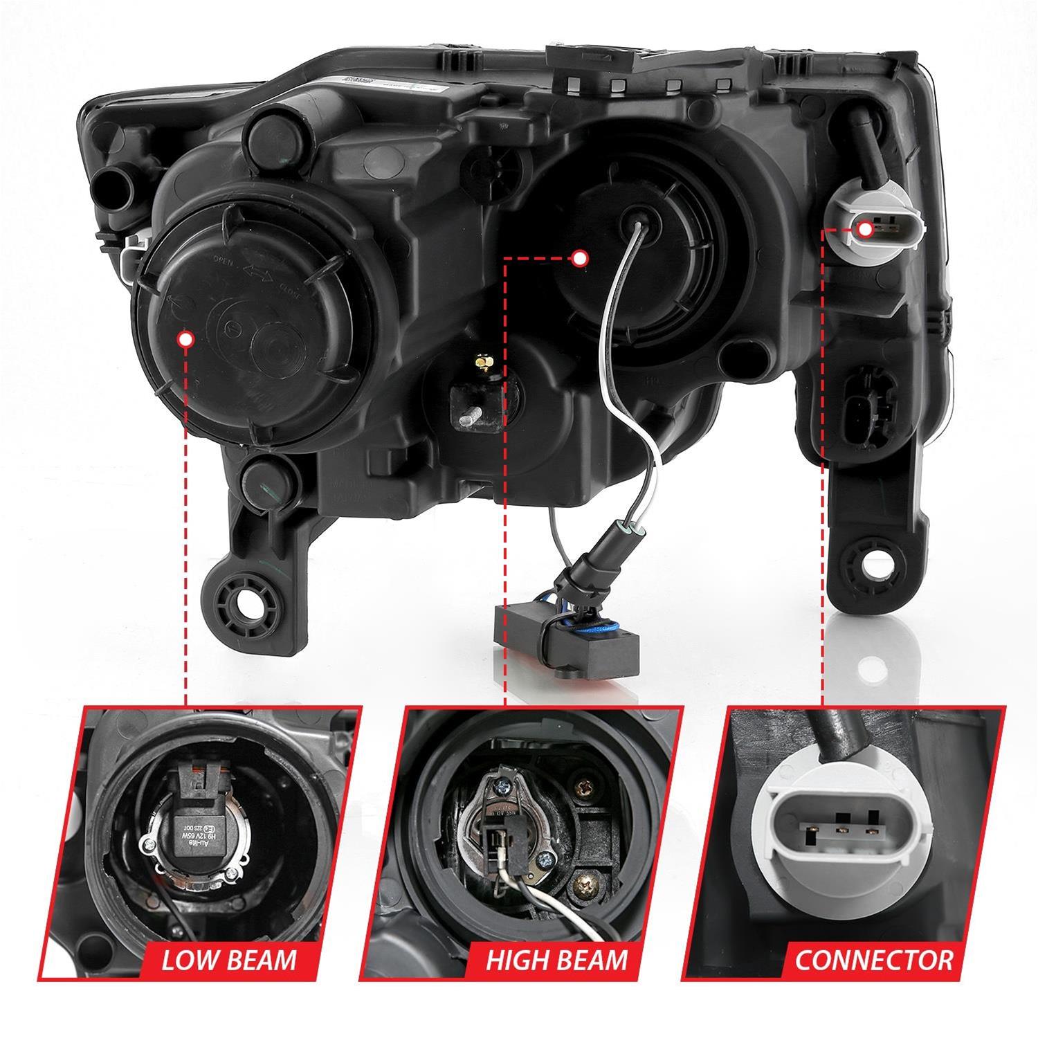 ANZO 2017-2018 Jeep Grand Cherokee Projector Headlights w/ Plank Style Switchback - Chrome w/ Amber thumbnail 2