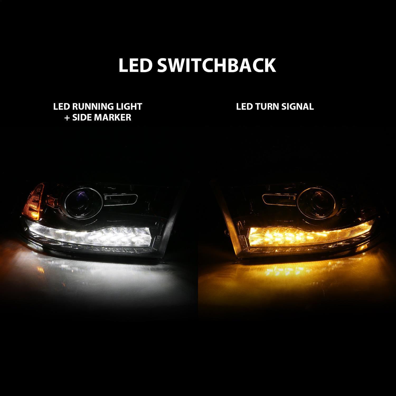 ANZO 2009-2018 Dodge Ram 1500 Projector Plank Style Switchback H.L Halo Black Amber (OE Style) thumbnail 7