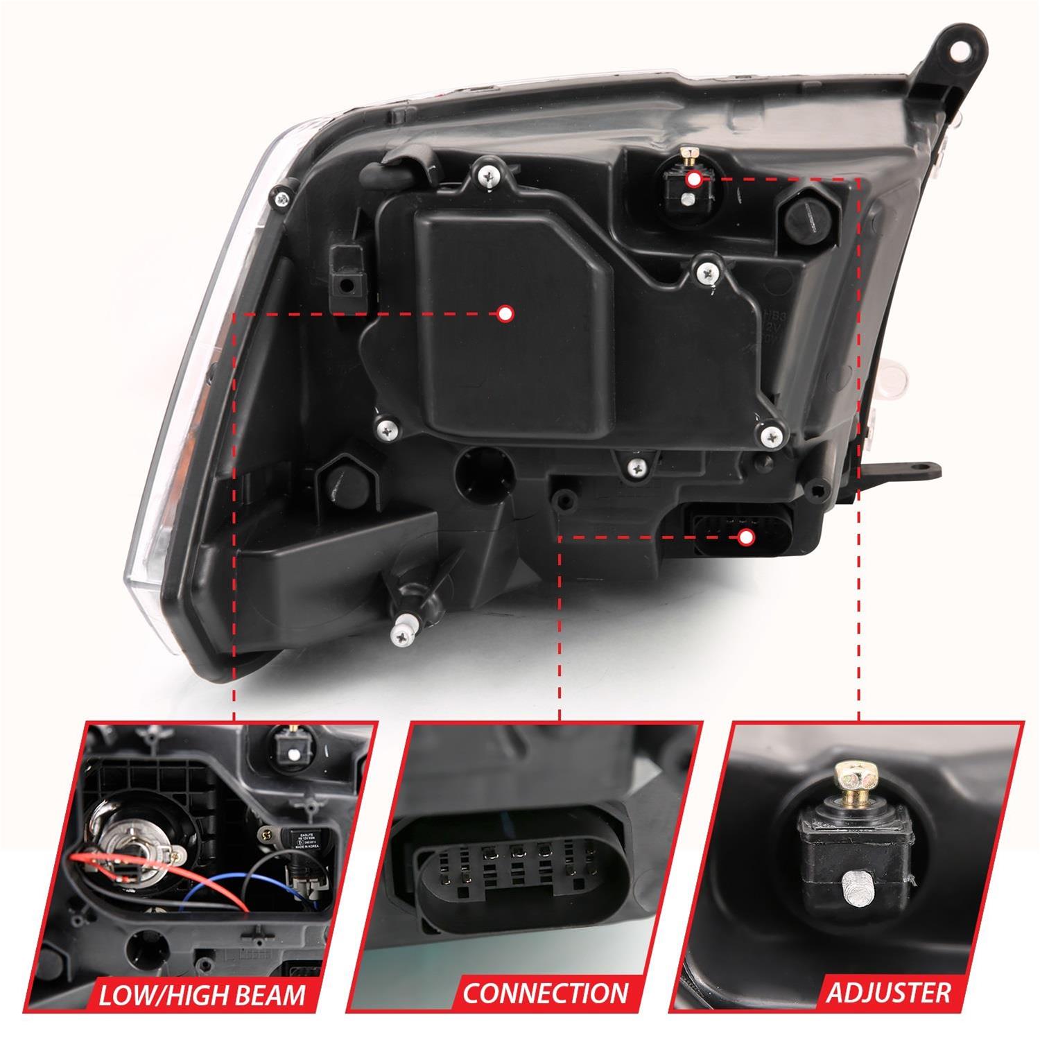 ANZO 2009-2018 Dodge Ram 1500 Projector Plank Style Switchback H.L Halo Black Amber (OE Style) thumbnail 6