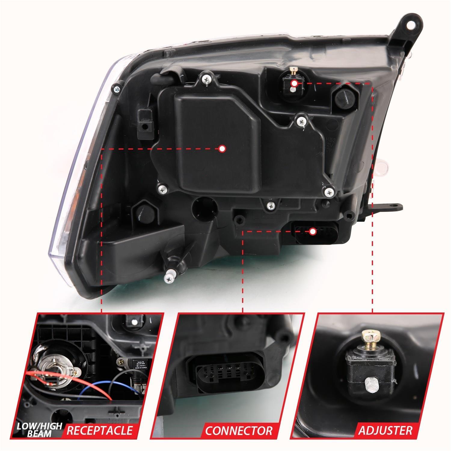 ANZO 2009-2018 Dodge Ram 1500 Projector H.L. Switchback Black Amber thumbnail 5