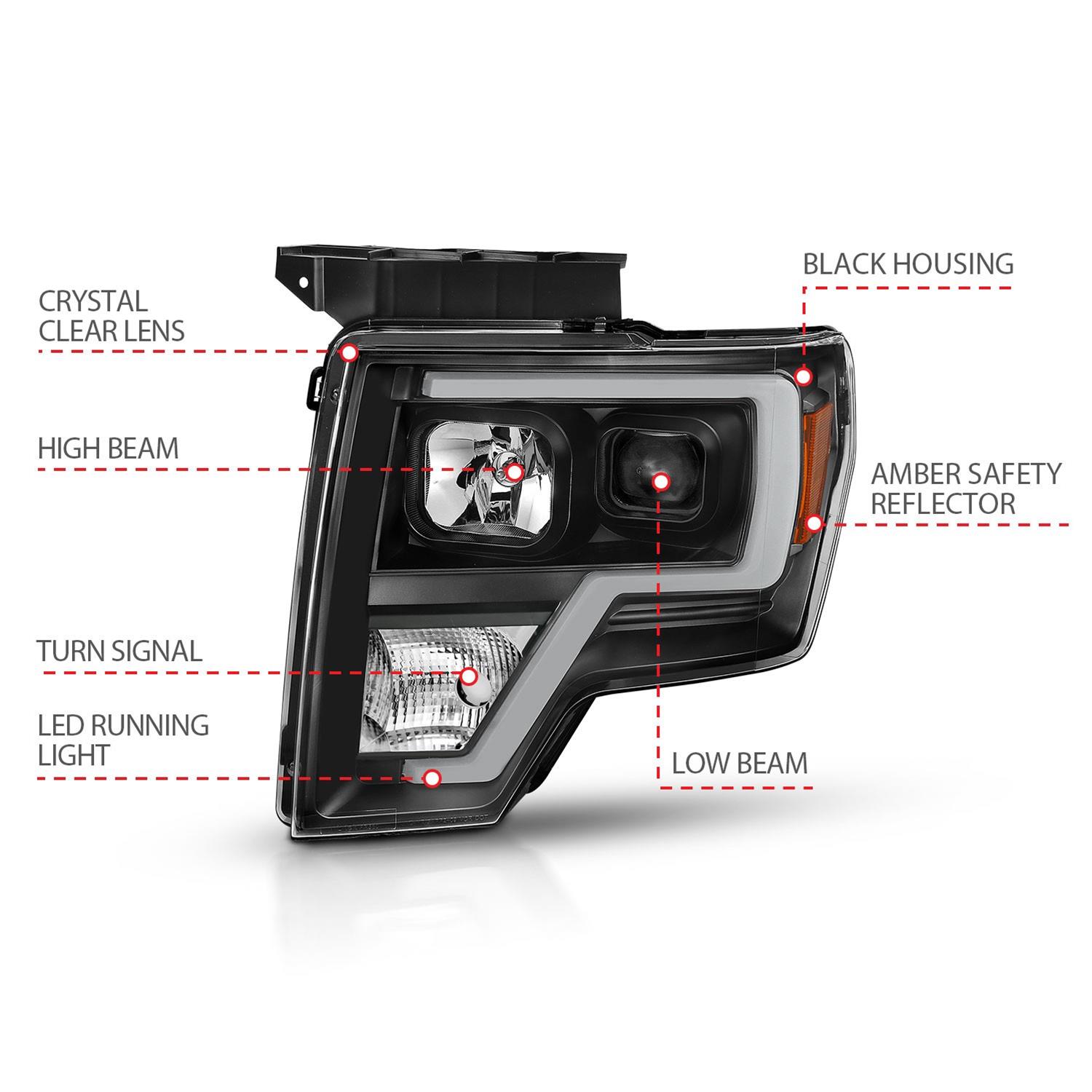 ANZO 2009-2014 Ford F-150 Projector Light Bar H.L Black Amber thumbnail 5