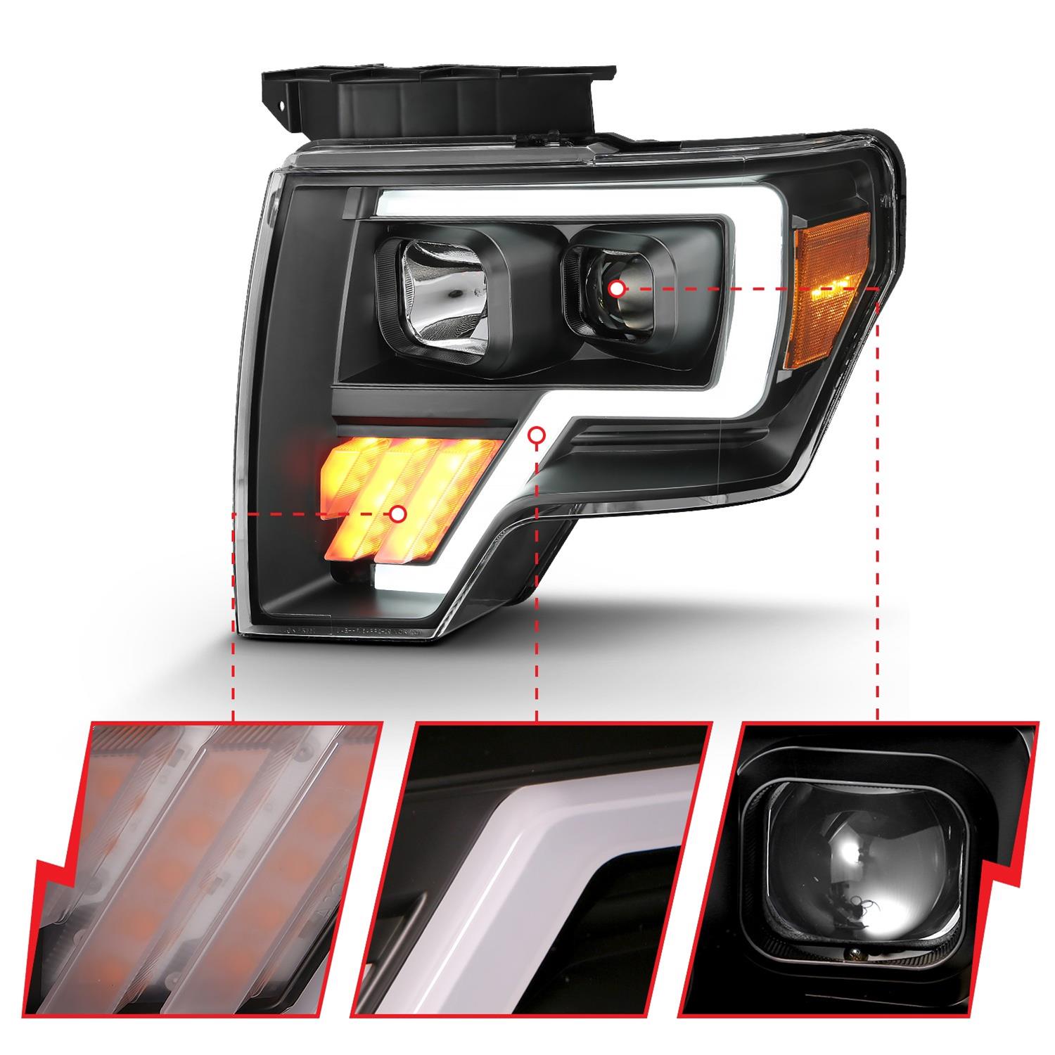 ANZO 2009-2014 Ford F-150 Projector Light Bar G4 H.L. Black Amber thumbnail 4