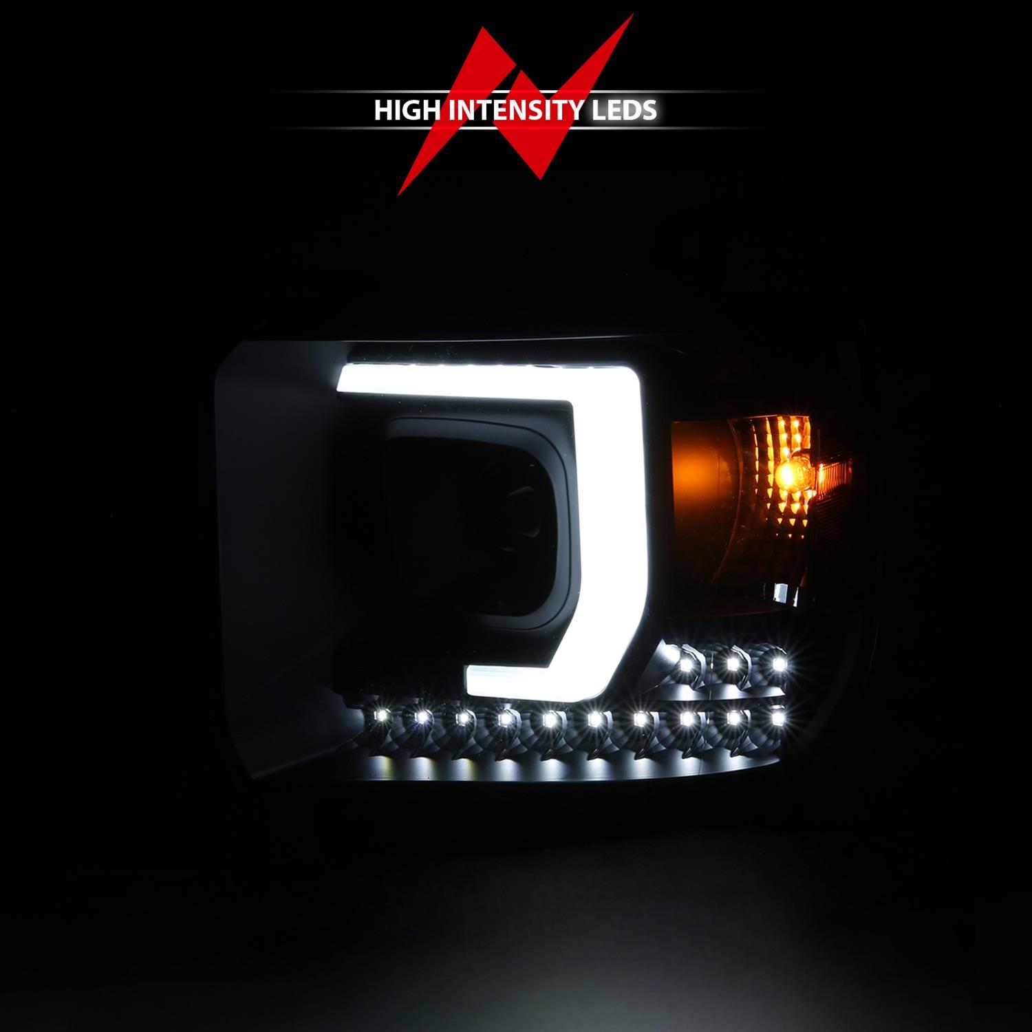 ANZO 2014-2015 GMC Sierra 1500HD Projector Plank Style Headlight Black W/ DRL thumbnail 6