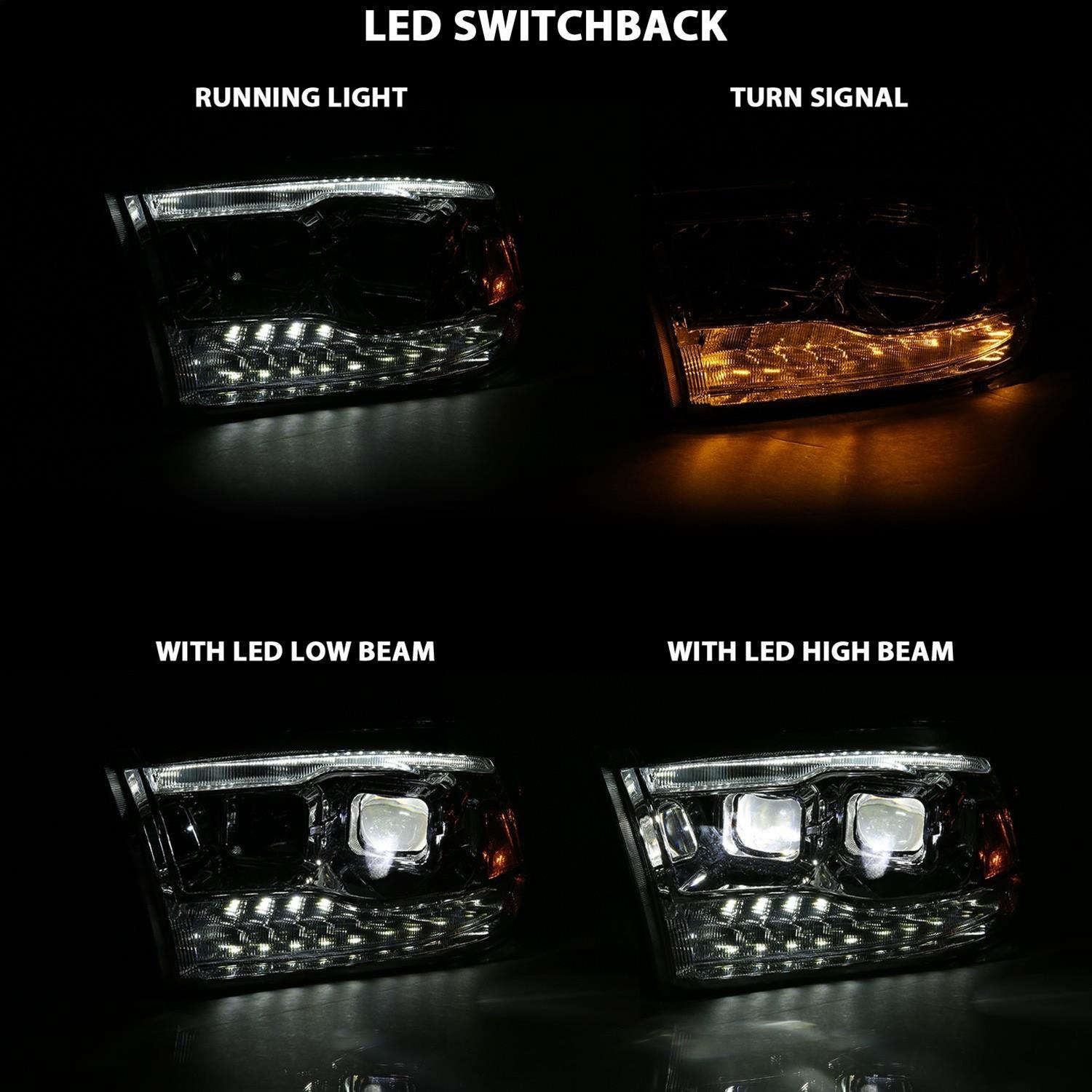 ANZO 2009-2018 Dodge Ram 1500 Led Projector Plank Style Switchback H.L Halo Chrome Amber (OE Style) thumbnail 6