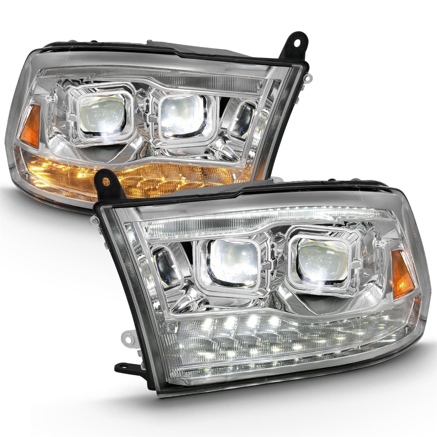 ANZO 2009-2018 Dodge Ram 1500 Led Projector Plank Style Switchback H.L Halo Chrome Amber (OE Style) thumbnail 3