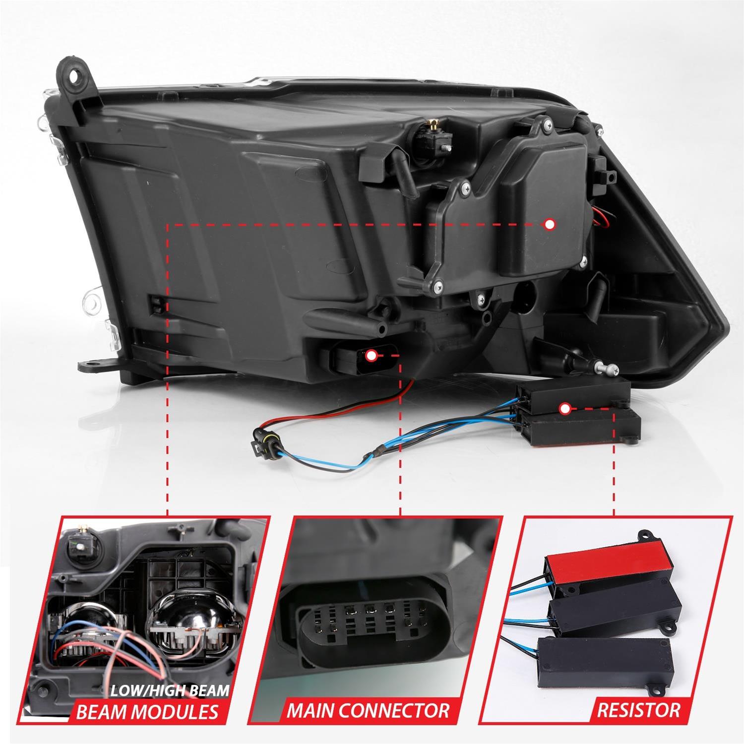 ANZO 2009-2018 Dodge Ram 1500 Led Projector Plank Style Switchback H.L Halo Chrome Amber (OE Style) thumbnail 7