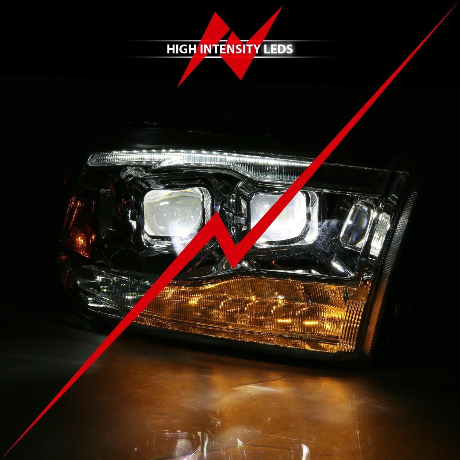 ANZO 2009-2018 Dodge Ram 1500 Led Projector Plank Style Switchback H.L Halo Chrome Amber (OE Style) thumbnail 5
