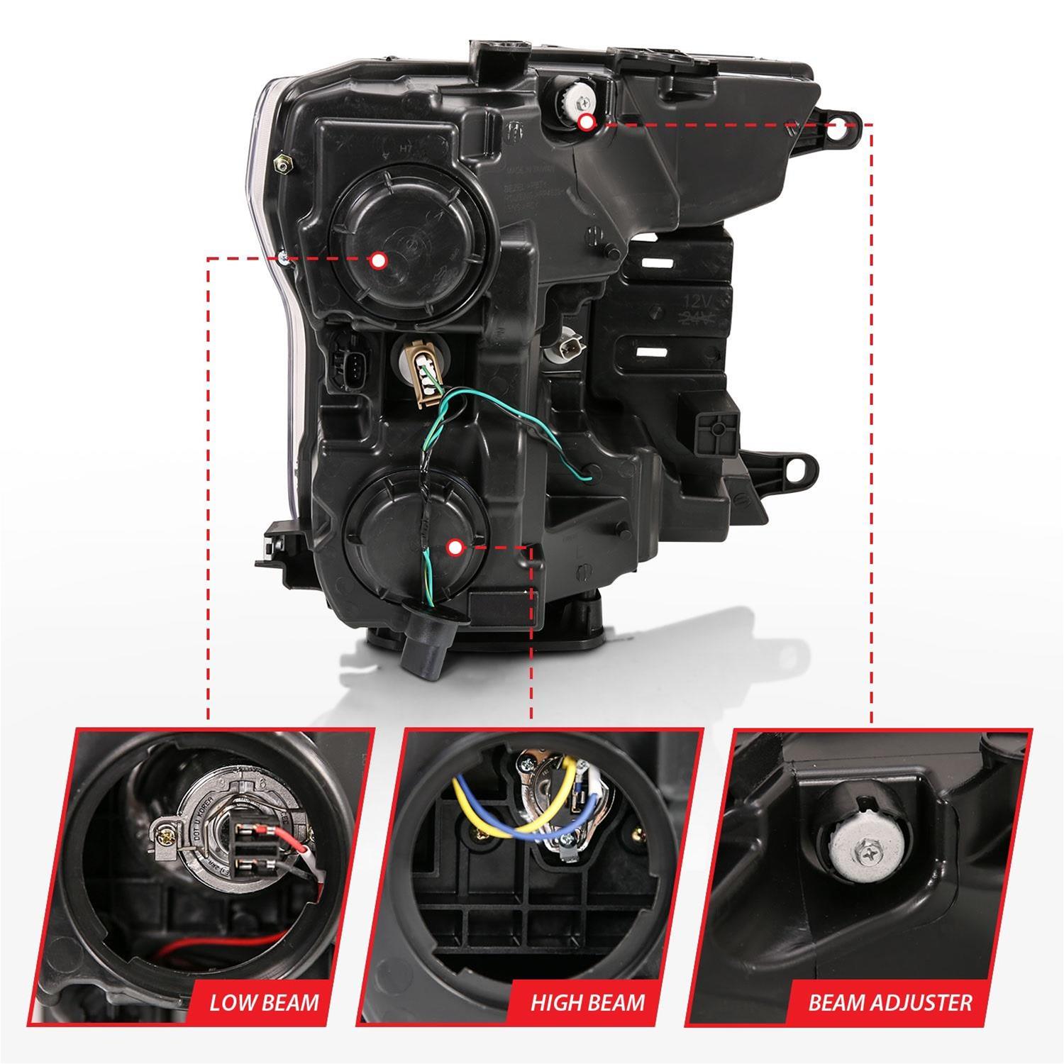 ANZO 2018-2019 Ford F-150 Projector Plank Style H.L. Black Amber (Without Switchback) thumbnail 4