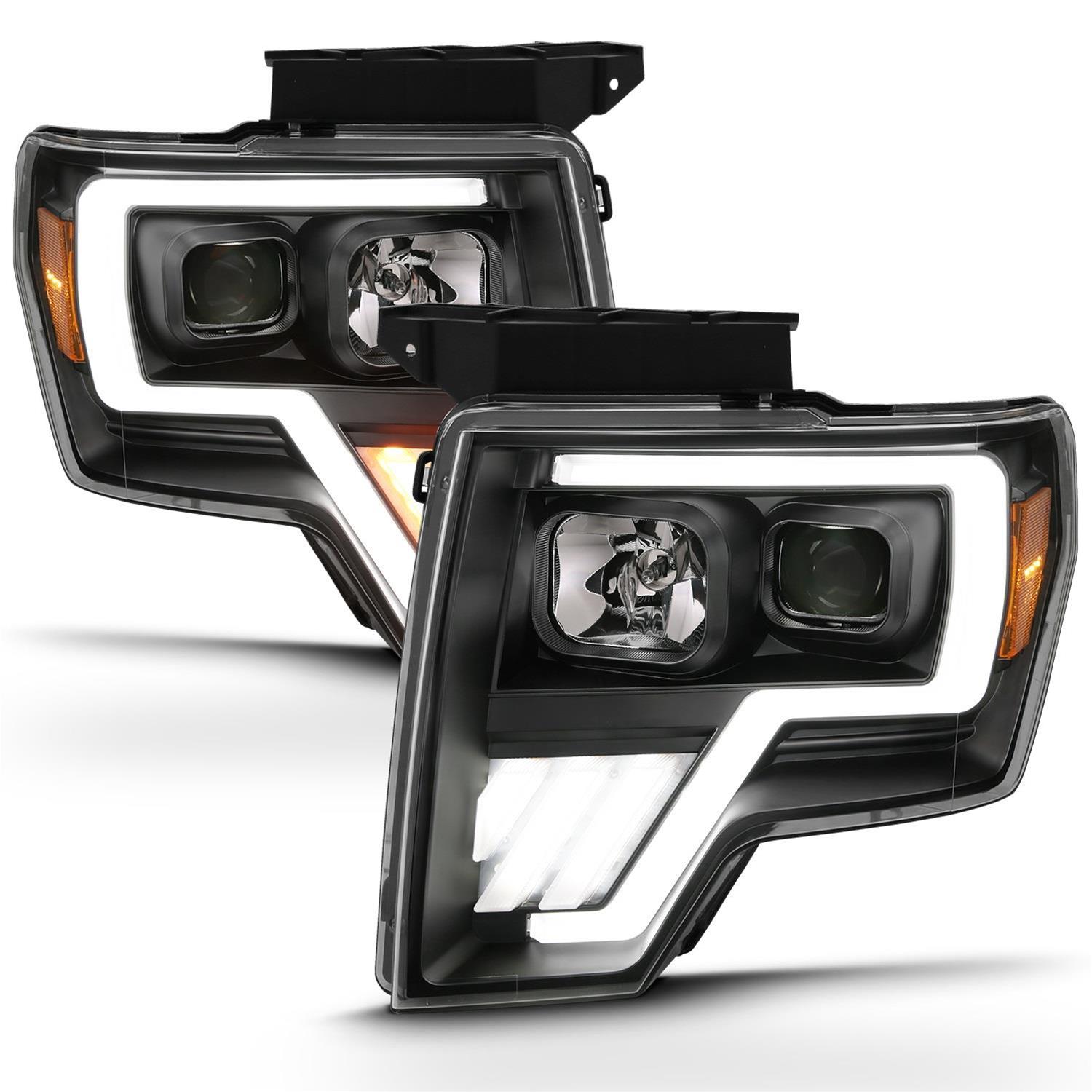ANZO 2009-2013 Ford F-150 Projector Light Bar G4 Switchback Headlights Black Amber thumbnail 4