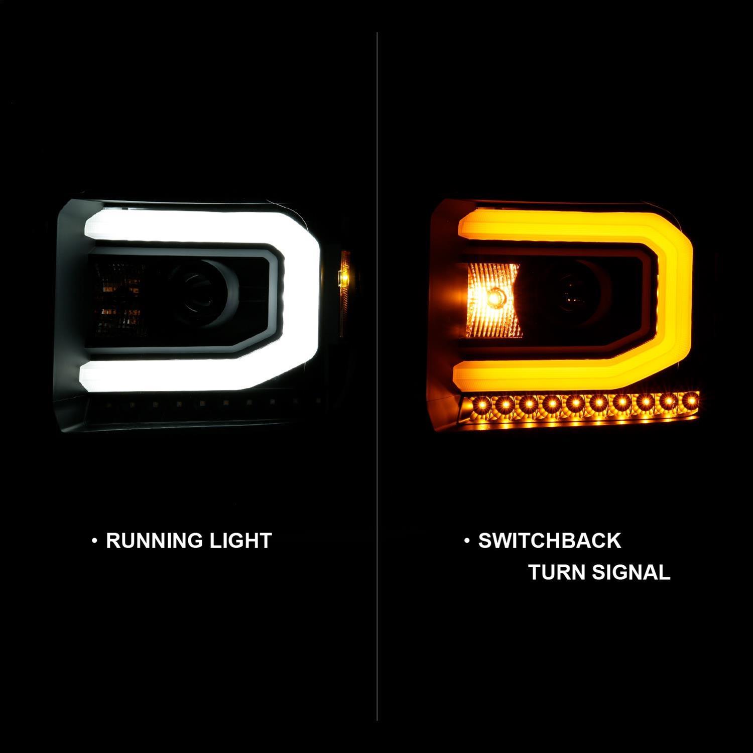 ANZO GMC SIERRA 1500 14-15 2500H/15-19 Projector Headlight Plank Style Black w/ Switchback (Halogen) thumbnail 7