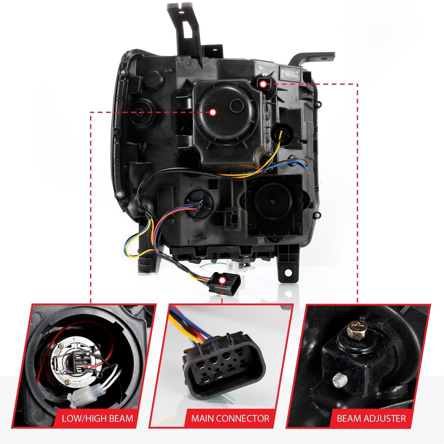 ANZO GMC SIERRA 1500 14-15 2500H/15-19 Projector Headlight Plank Style Black w/ Switchback (Halogen) thumbnail 2