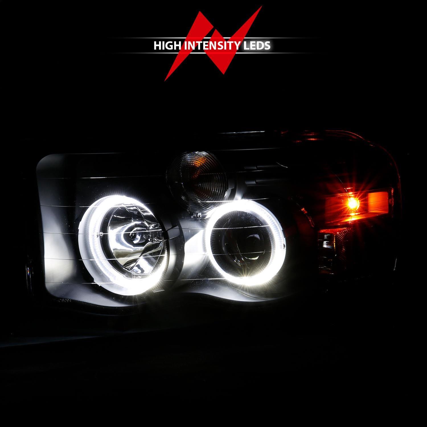 ANZO 2002-2005 Dodge Ram 1500 Projector Headlights w/ Halo Black Clear Amber thumbnail 7