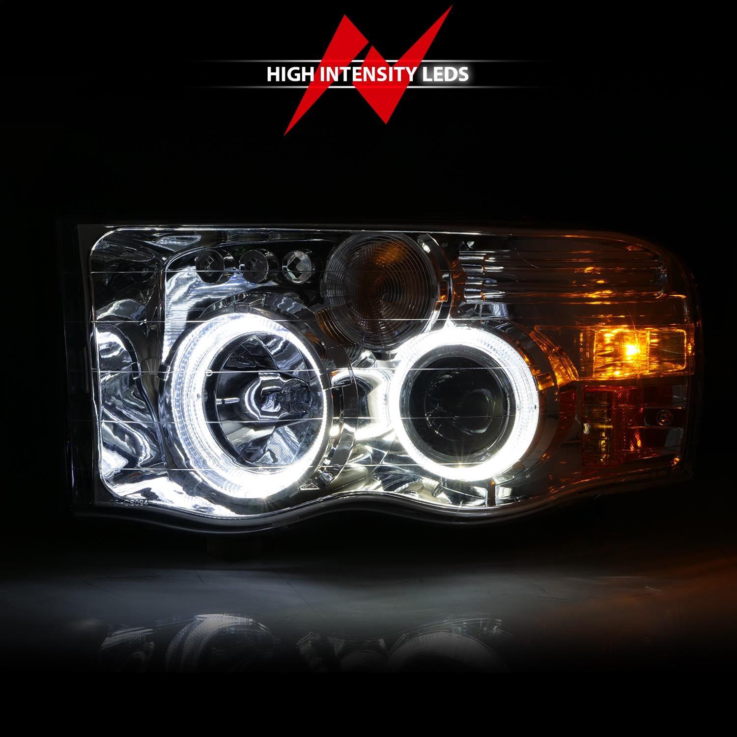 ANZO 2002-2005 Dodge Ram 1500 Projector Headlights w/ Halo Chrome Clear Amber thumbnail 6