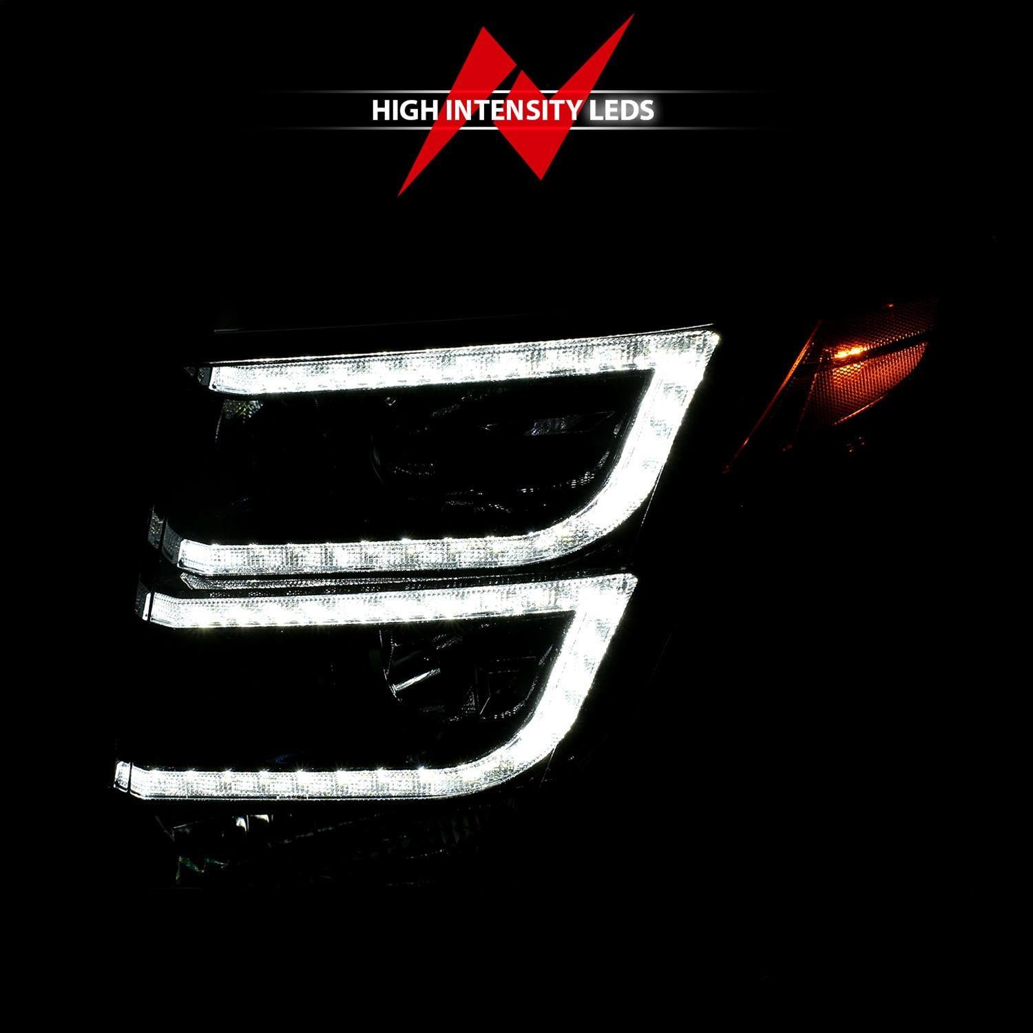 ANZO 2015-2020 Chevy Tahoe Projector Headlights Plank Style Black w/DRL thumbnail 6