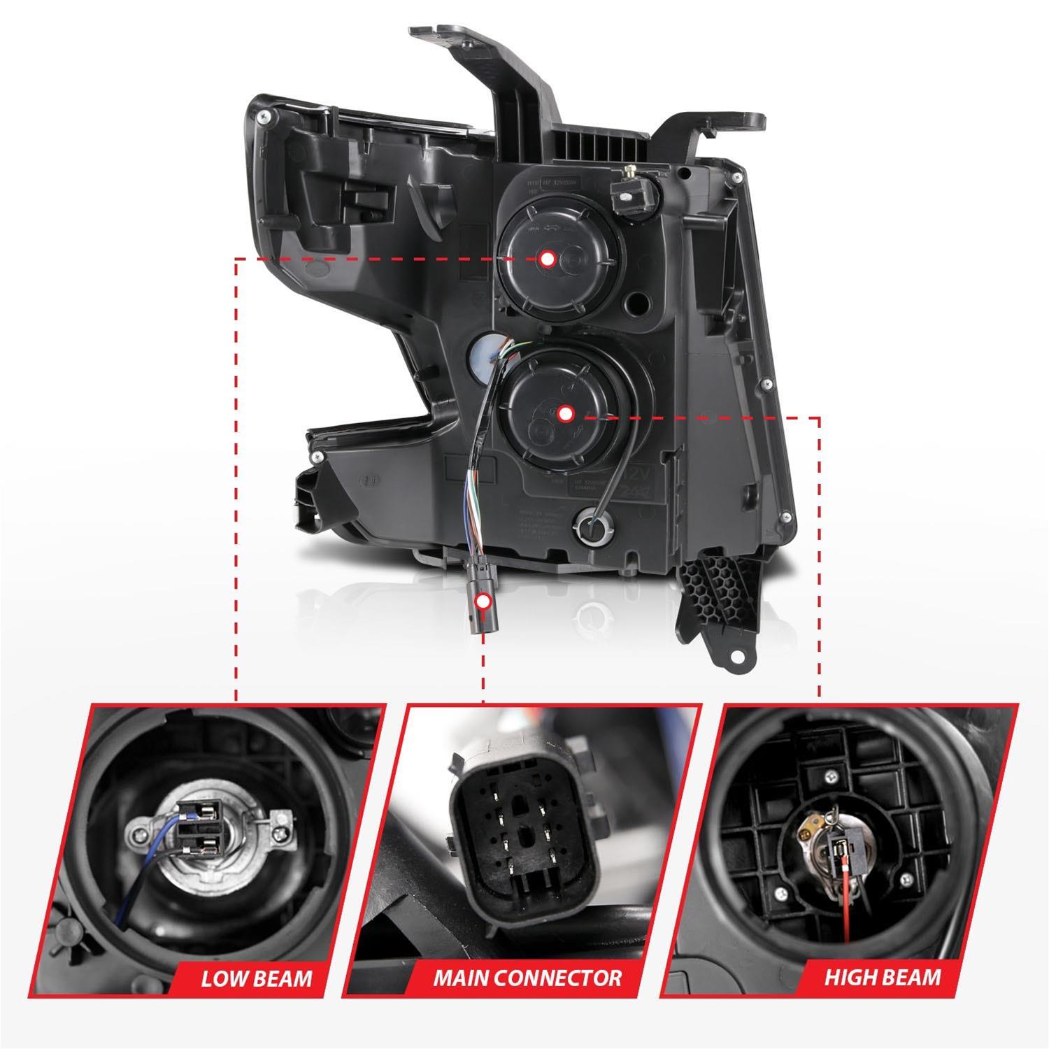 ANZO 2015-2020 Chevy Tahoe Projector Headlights Plank Style Black w/DRL thumbnail 4