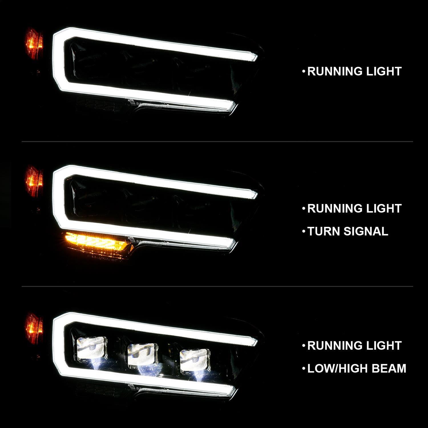 ANZO 2016-2018 Toyota Tacoma LED Projector Headlights Plank Style Black w/ Amber thumbnail 7