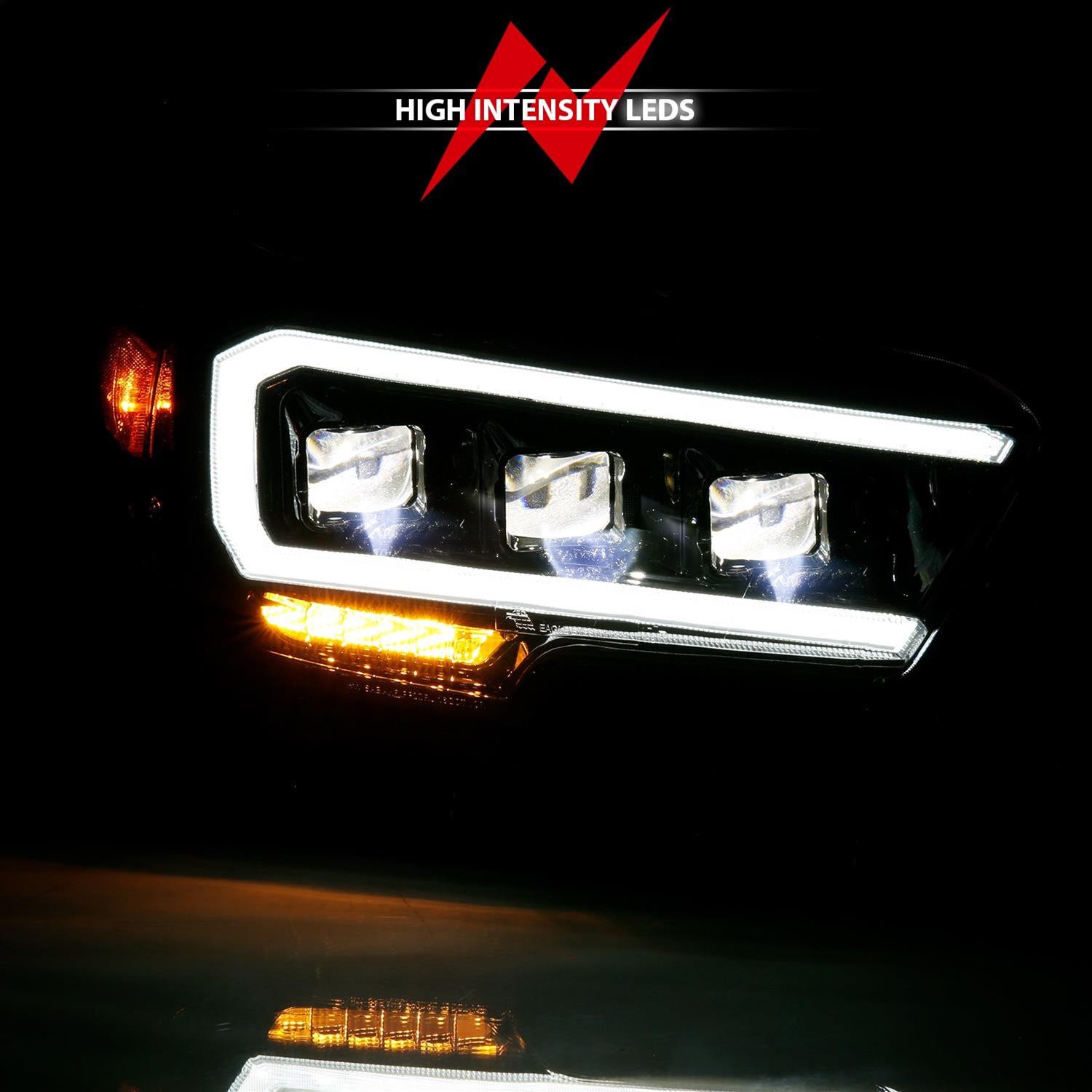 ANZO 2016-2018 Toyota Tacoma LED Projector Headlights Plank Style Black w/ Amber thumbnail 8