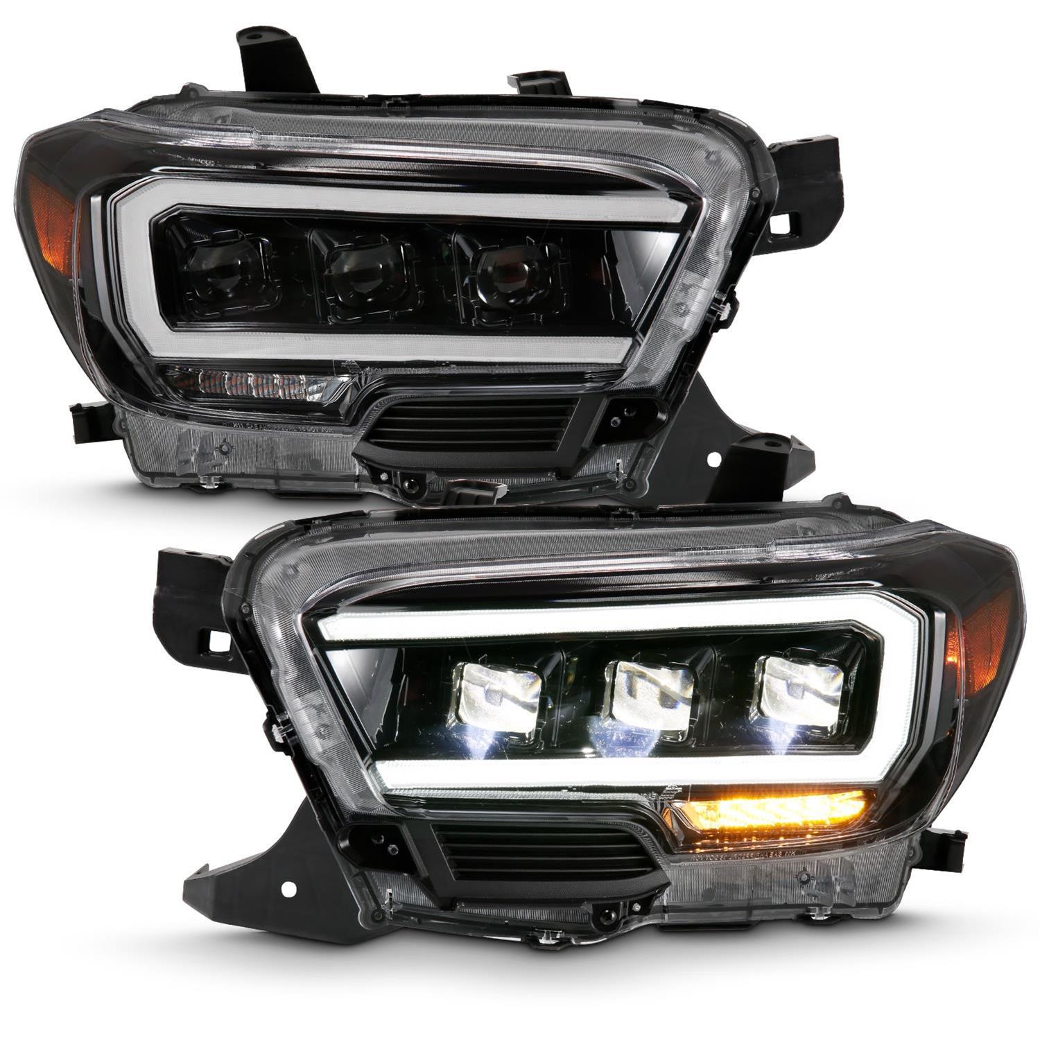 ANZO 2016-2018 Toyota Tacoma LED Projector Headlights Plank Style Black w/ Amber thumbnail 2