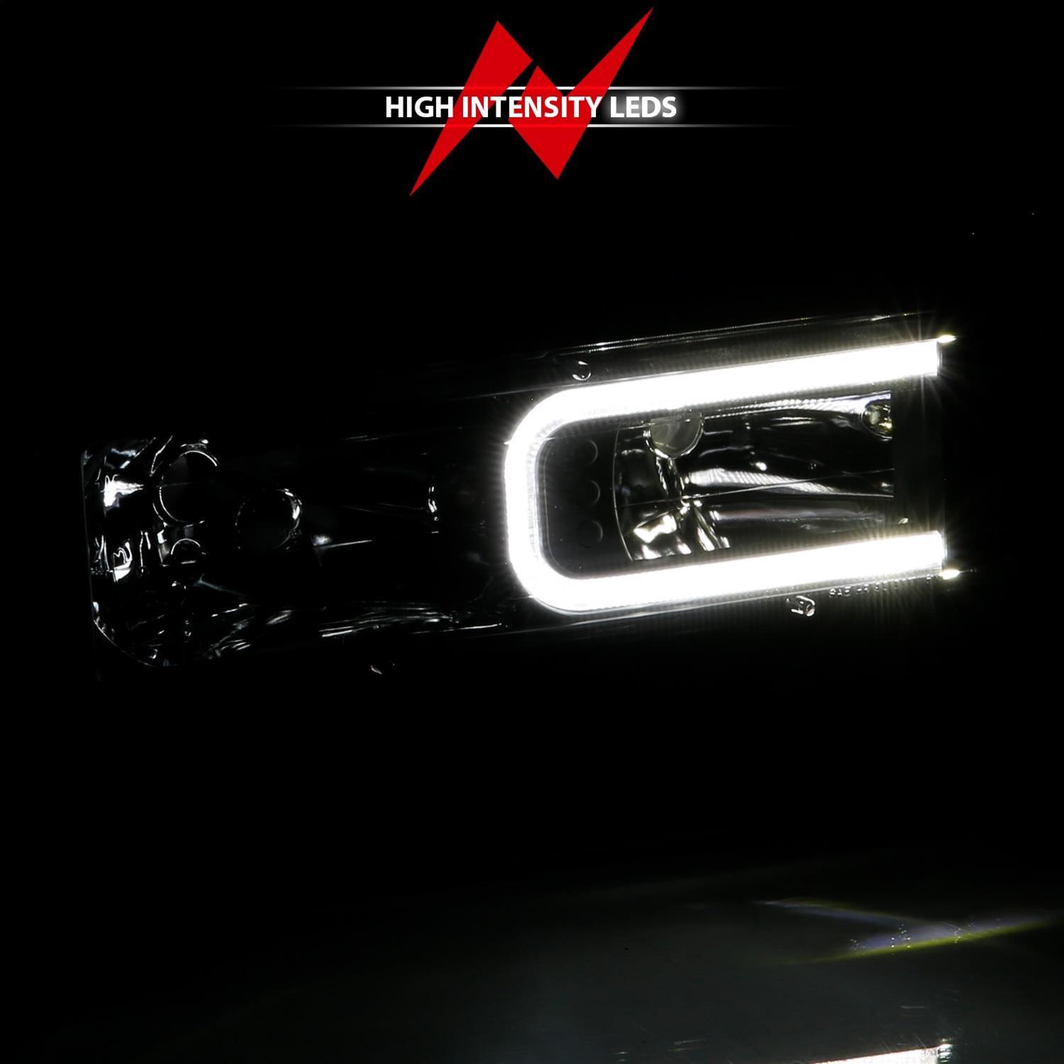 ANZO 1999-2000 Cadillac Escalade Crystal Headlights Light Bar Black Housing (Pair) thumbnail 6