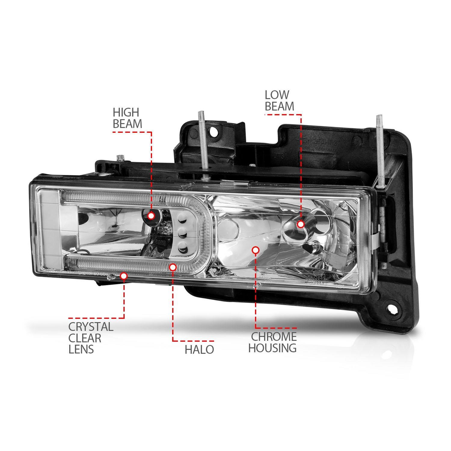 ANZO 1999-2000 Cadillac Escalade Crystal Headlights thumbnail 2