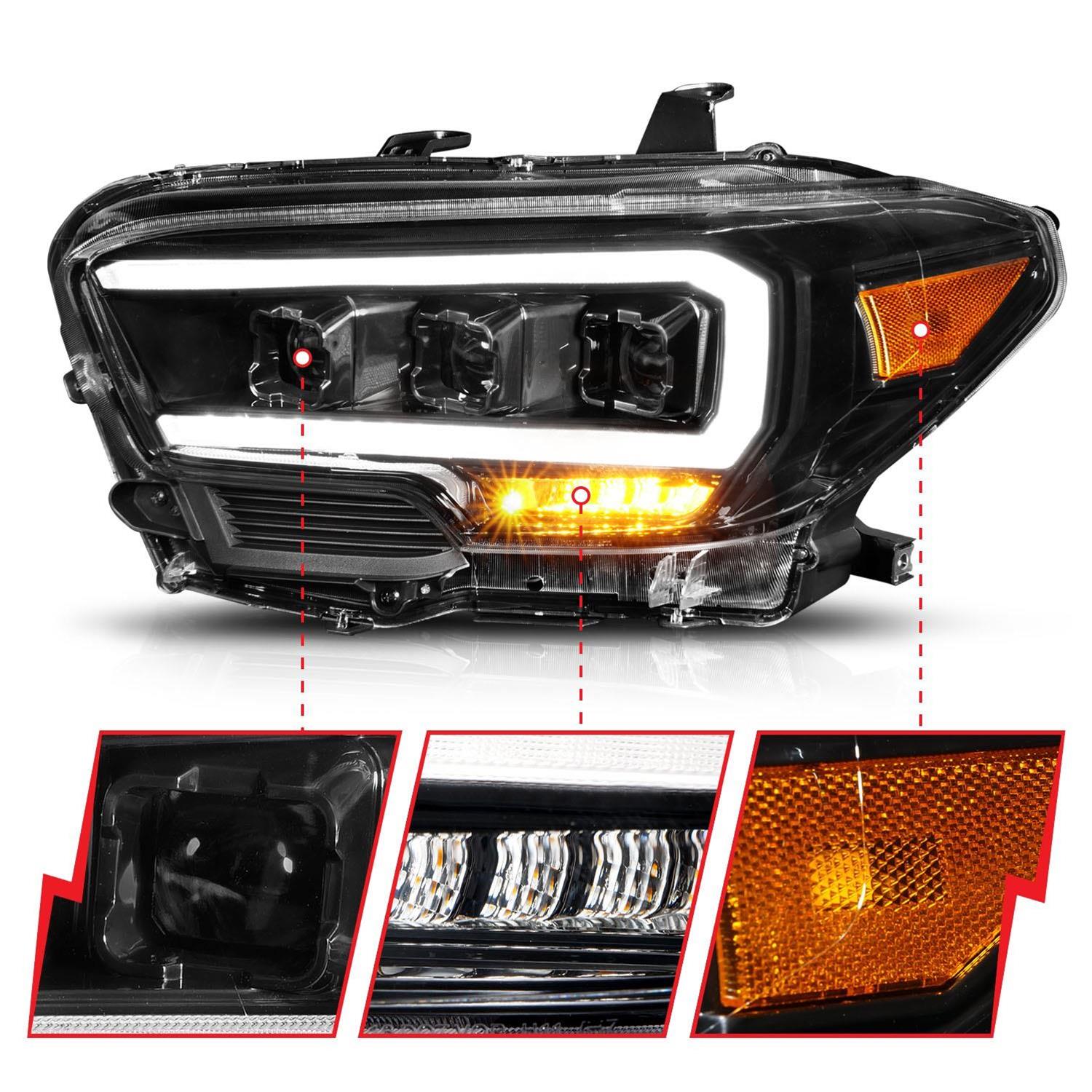 Anzo Projector Plank Style Switchback Headlights 111500 Headlight Assemblies, Headlights, LED, High/Low Beam, Clear Lens, Black Housing, Toyota, Pair thumbnail 2