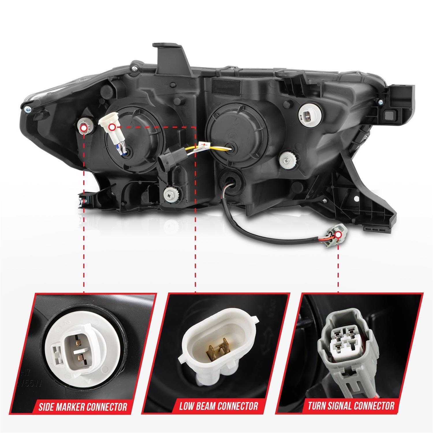 Anzo Projector Plank Style Switchback Headlights 111500 Headlight Assemblies, Headlights, LED, High/Low Beam, Clear Lens, Black Housing, Toyota, Pair thumbnail 5