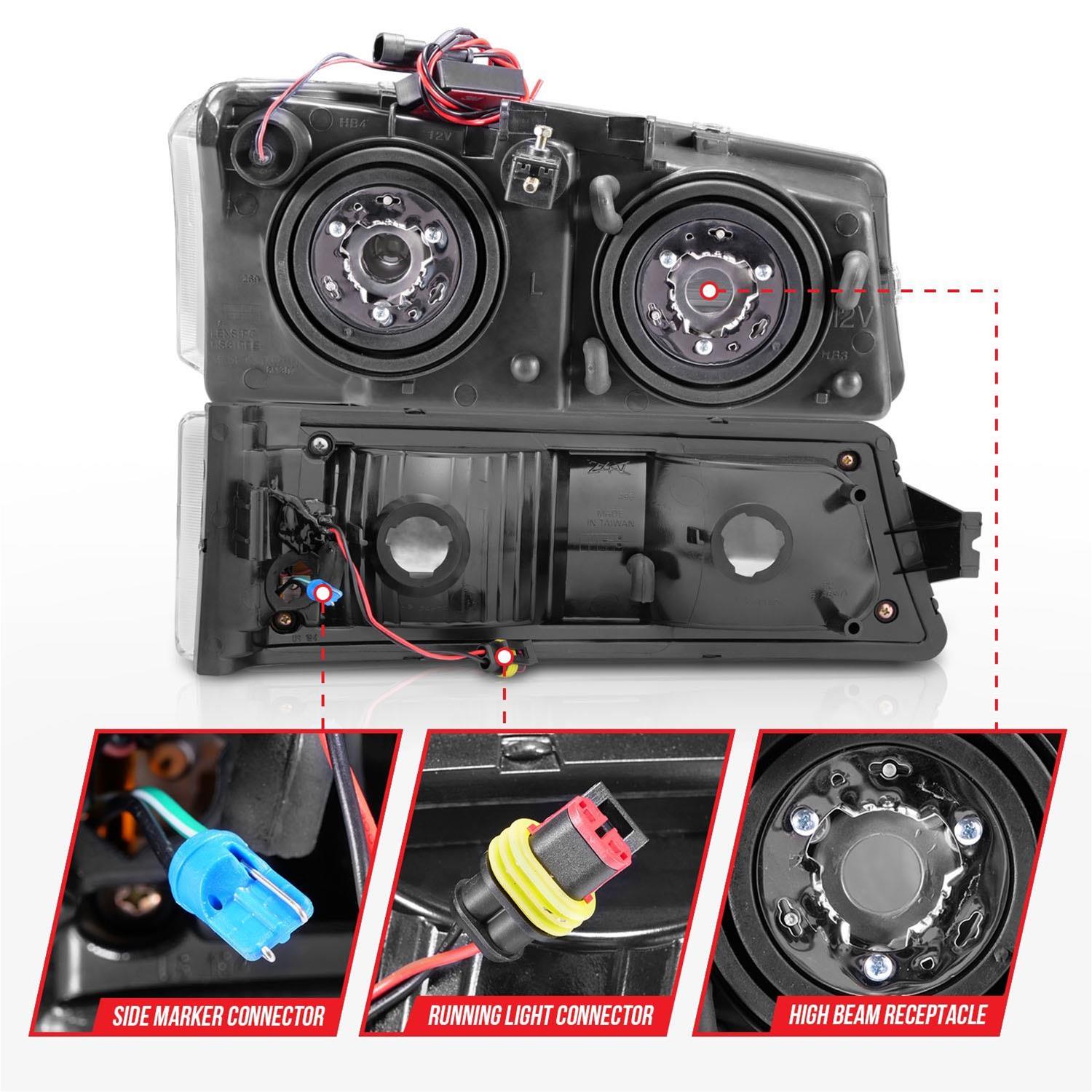 ANZO 2003-2006 Chevrolet Silverado 1500 Crystal Headlights w/ Light Bar Chrome Housing thumbnail 4