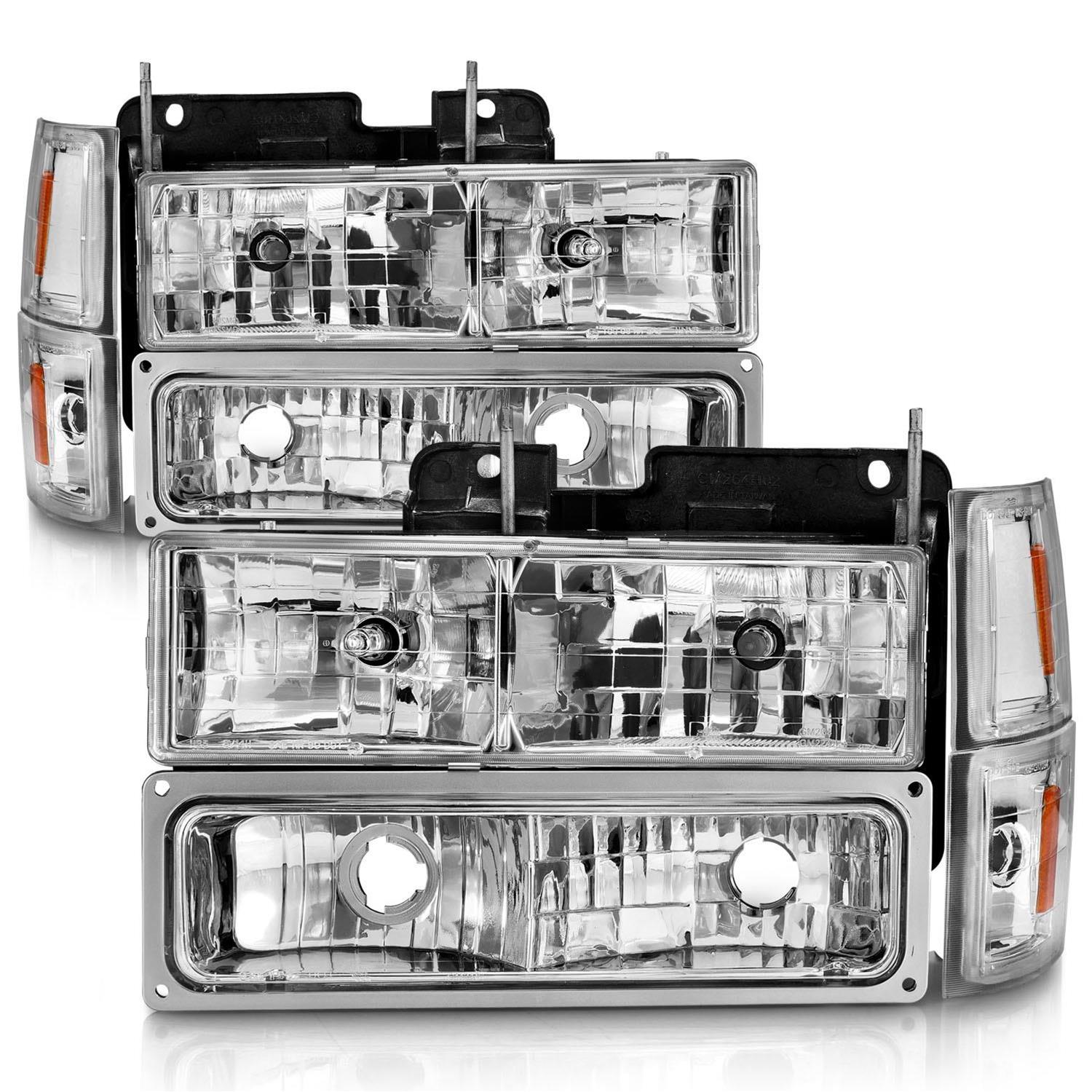 ANZO 88-98 Chevrolet C1500 Crystal Headlights Chrome w/ Signal and Side Marker Lights thumbnail 2
