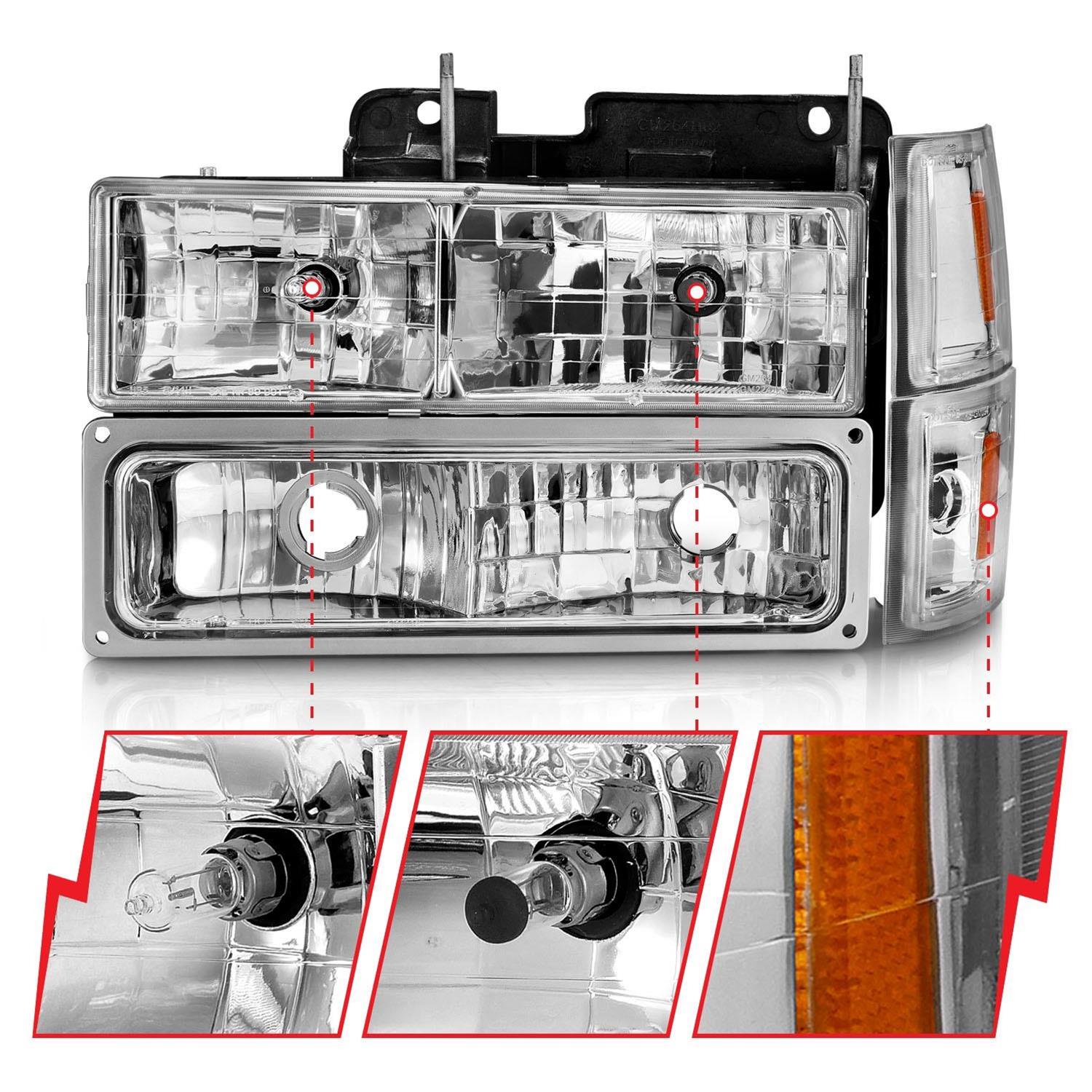 ANZO 88-98 Chevrolet C1500 Crystal Headlights Chrome w/ Signal and Side Marker Lights thumbnail 3