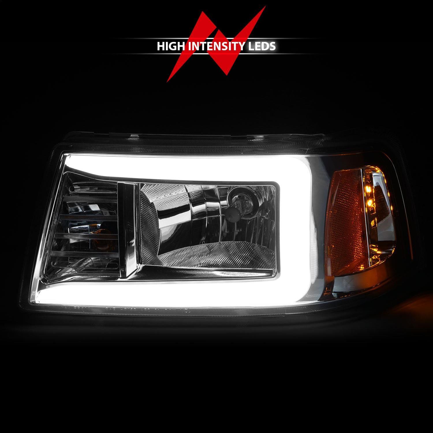 ANZO 2001-2011 Ford Ranger Crystal Headlights w/ Light Bar Chrome Housing thumbnail 6