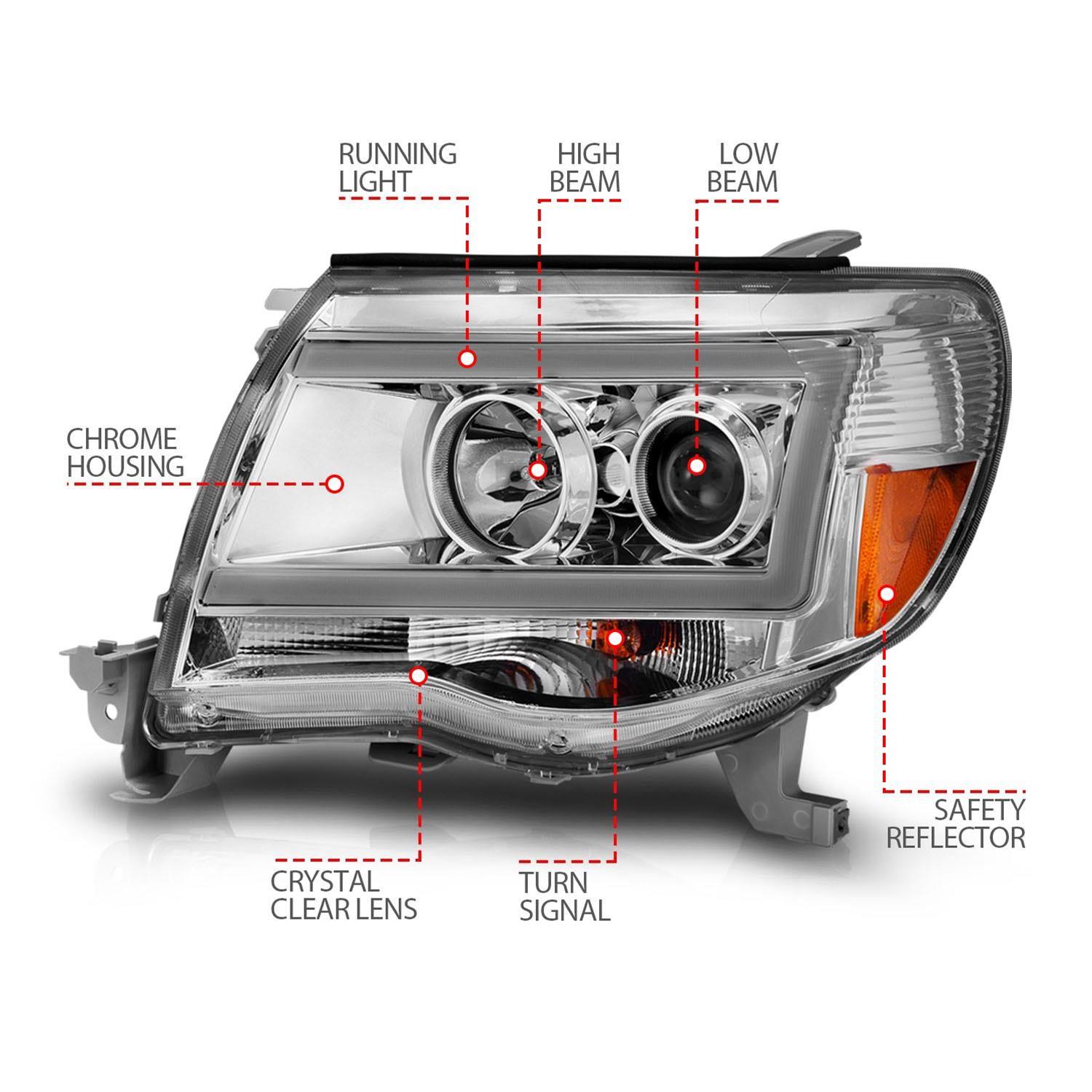 Anzo Headlights 111518 Headlight, Projector, Halogen, High/Low Beam, Clear Lens, Toyota, Truck, Pair thumbnail 5