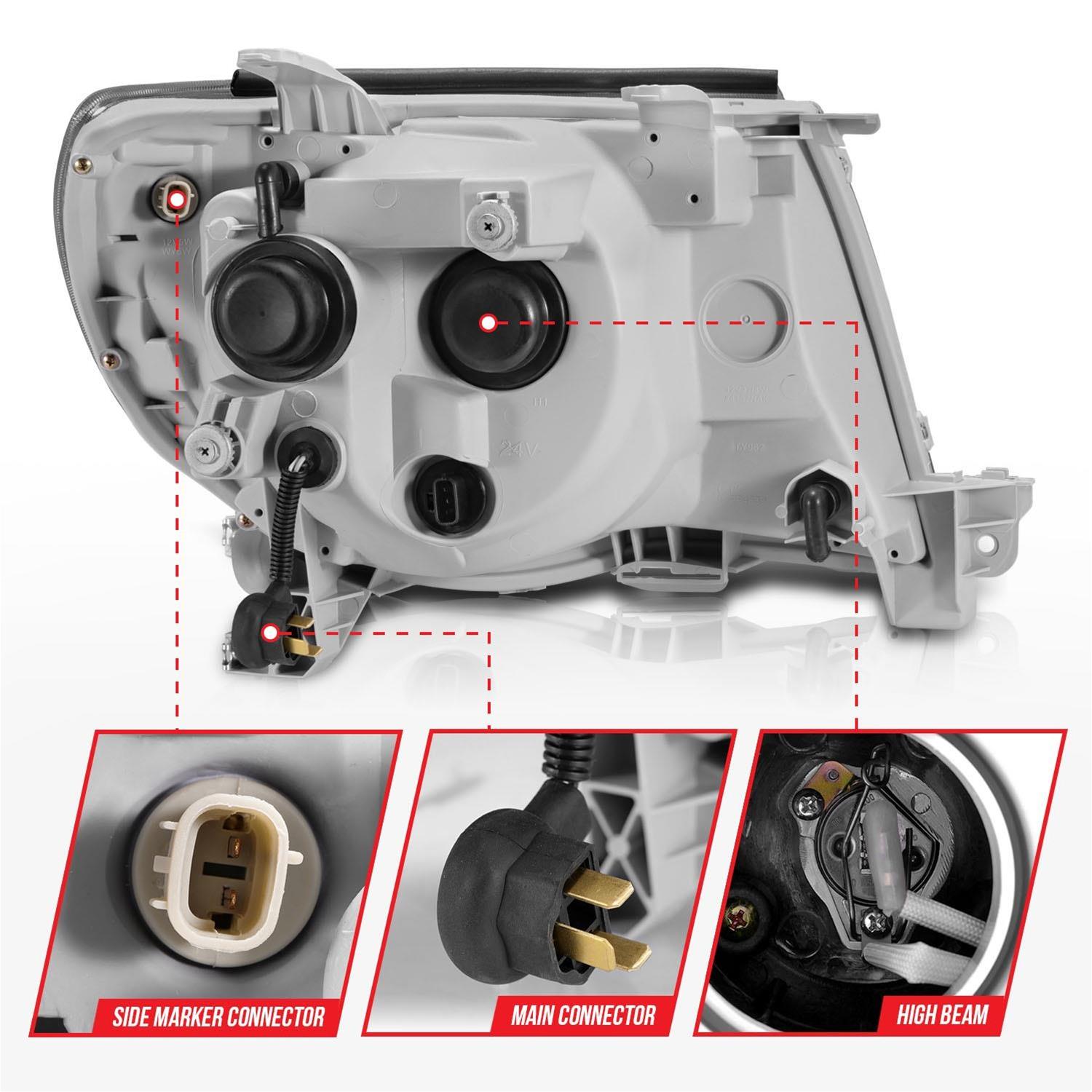 Anzo Headlights 111518 Headlight, Projector, Halogen, High/Low Beam, Clear Lens, Toyota, Truck, Pair thumbnail 4