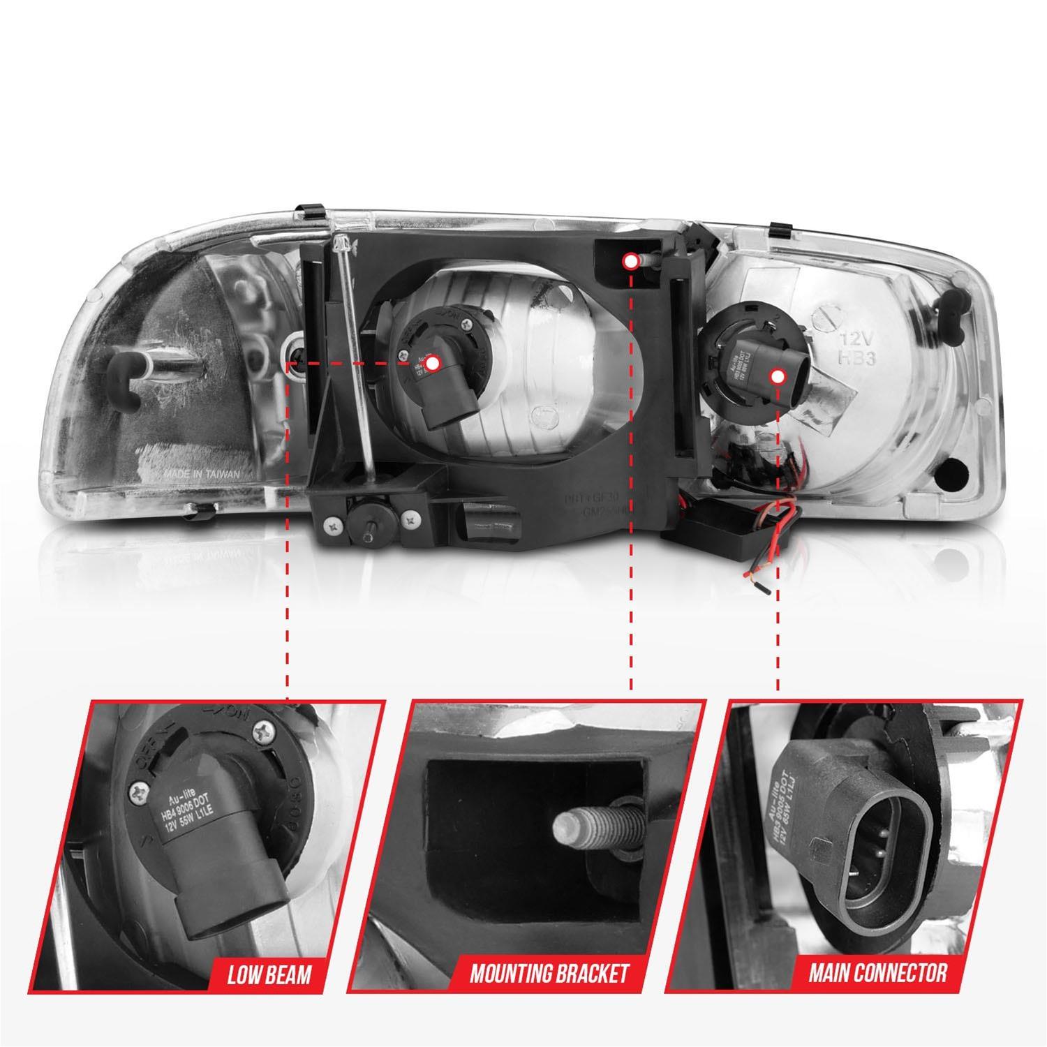 ANZO 99-17 GMC Sierra/Denali Headlights Black Amber (w/C Light Bars) thumbnail 4
