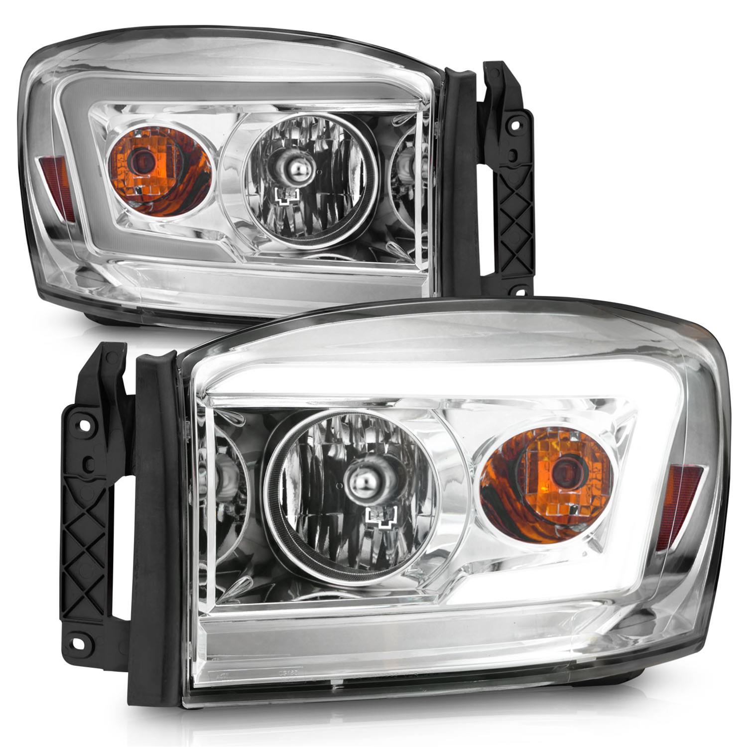 ANZO 06-09 Dodge RAM 1500/2500/3500 Headlights Chrome Housing/Clear Lens (w/ Light Bars) thumbnail 2
