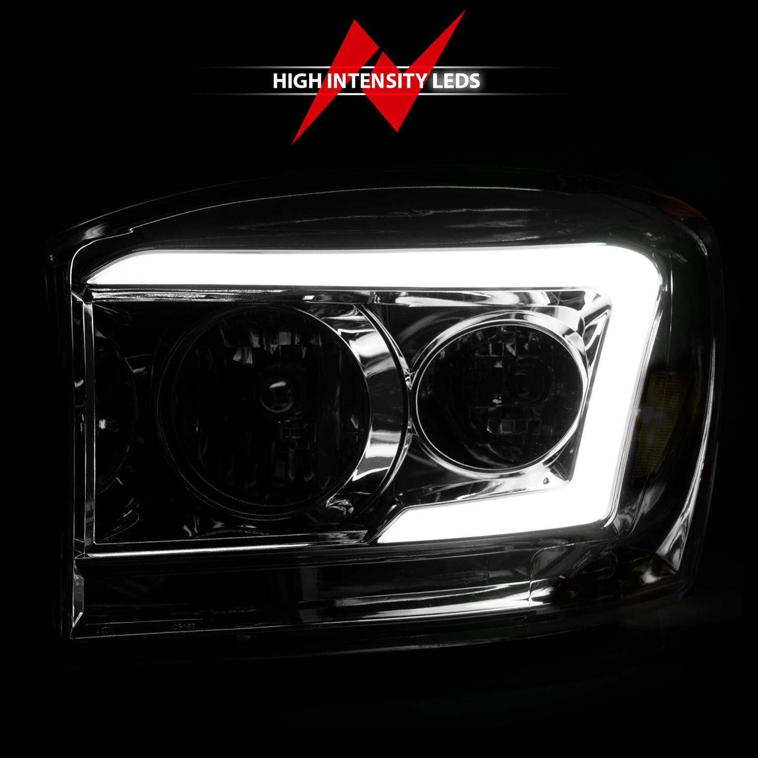 ANZO 06-09 Dodge RAM 1500/2500/3500 Headlights Chrome Housing/Clear Lens (w/ Light Bars) thumbnail 4
