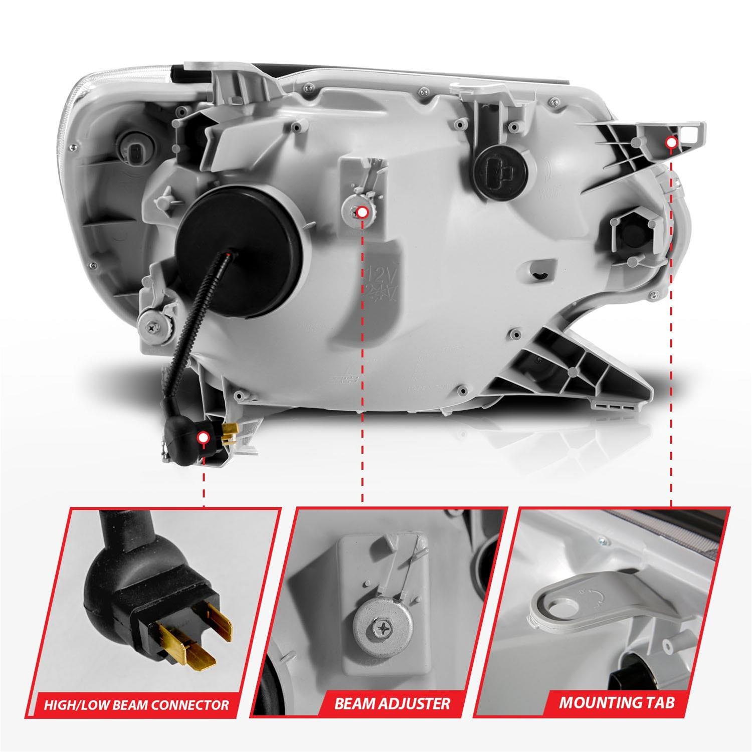 ANZO 12-15 Toyota Tacoma Projector Headlights - w/ Light Bar Switchback Chrome Housing thumbnail 5