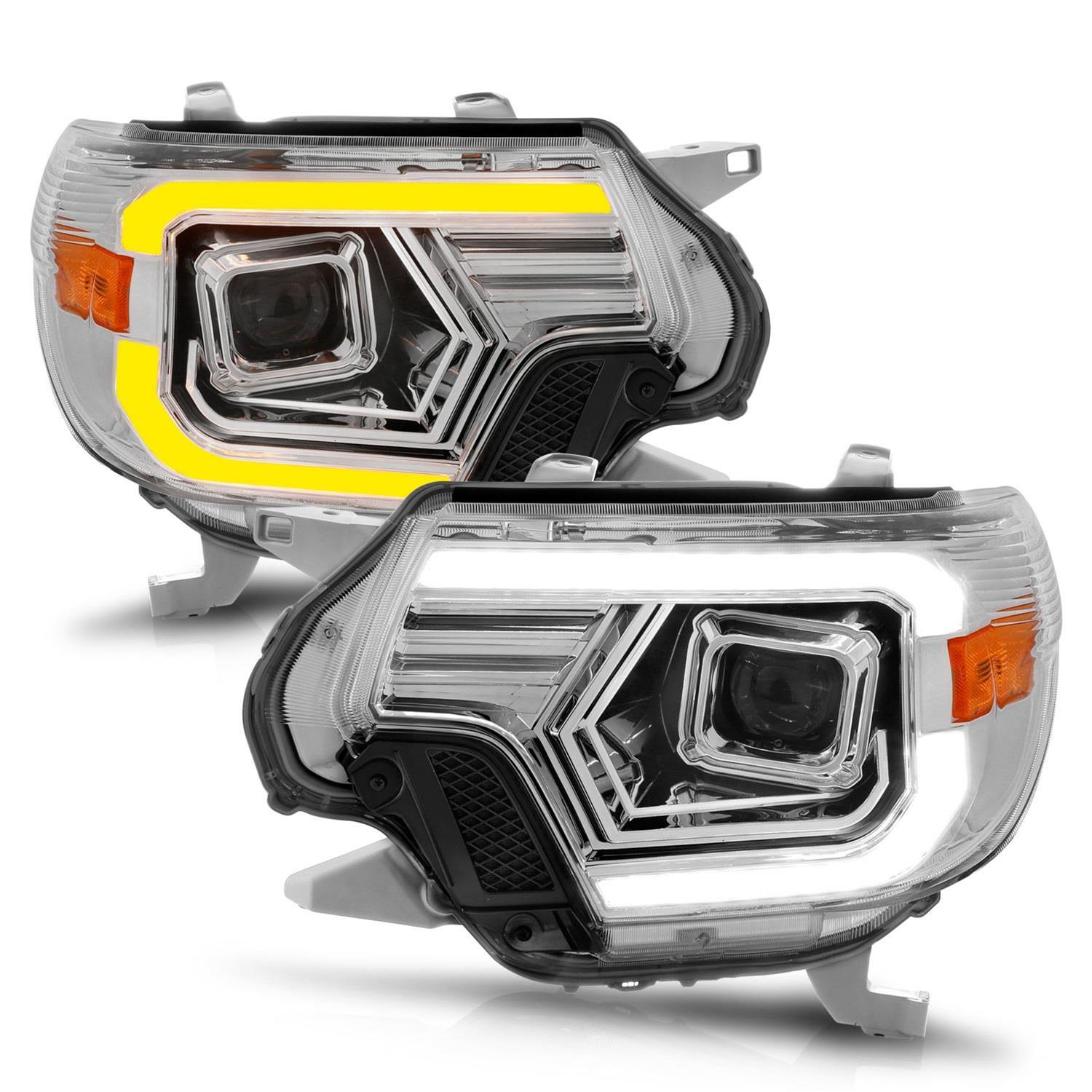 ANZO 12-15 Toyota Tacoma Projector Headlights - w/ Light Bar Switchback Chrome Housing thumbnail 3