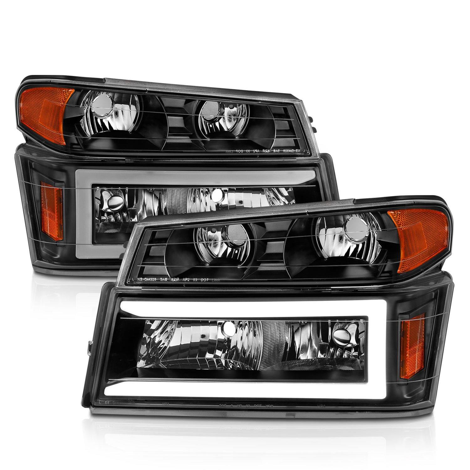 ANZO 04-12 GM Colorado/Canyon/I-Series Crystal Headlights - w/ Light Bar Black Housing 4pcs thumbnail 3