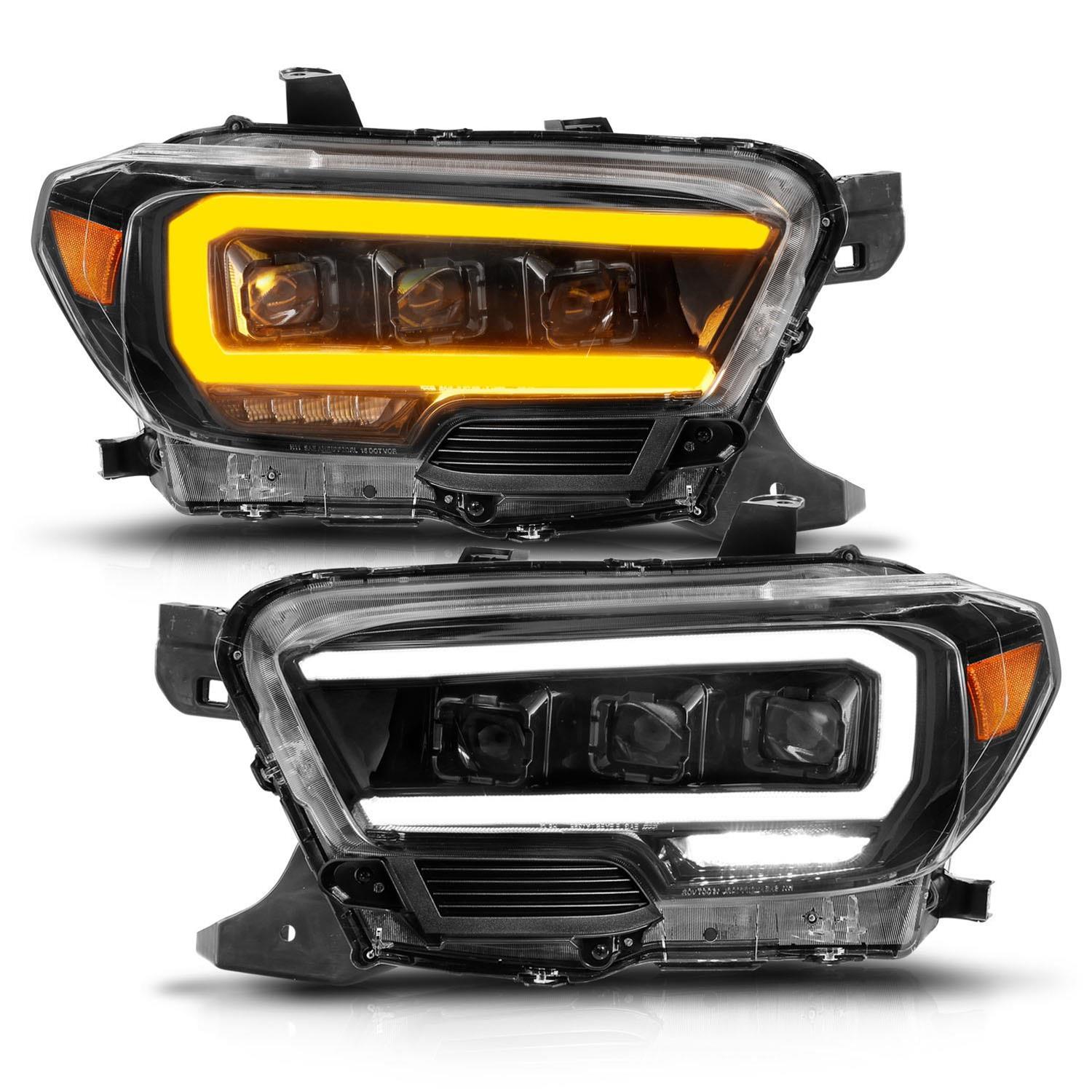 ANZO 16-22 Toyota Tacoma LED Projector Headlights w/ Light Bar Sequential Black Housing w/Initiation thumbnail 2