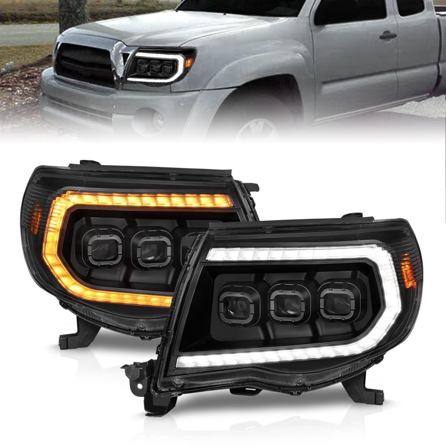 Anzo USA Headlight Assemblies 111581 LED Projector Headlights, 05- 11 TACOMA FULL LED PROJ HEADLIGHTS W/ LIGHT BAR SWITCHBACK SEQ BLACK HOUSING W/ INITIATION LIGHT thumbnail 2