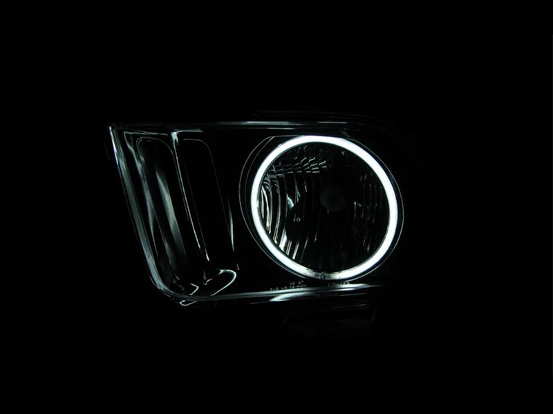 ANZO 2005-2009 Ford Mustang Crystal Headlights w/ Halo Black (CCFL) thumbnail 2