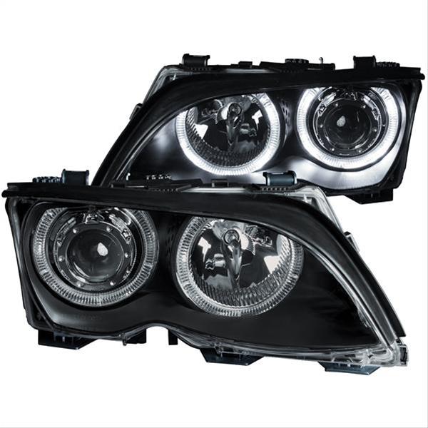 ANZO 2002-2005 BMW 3 Series E46 Projector Headlights w/ Halo Black