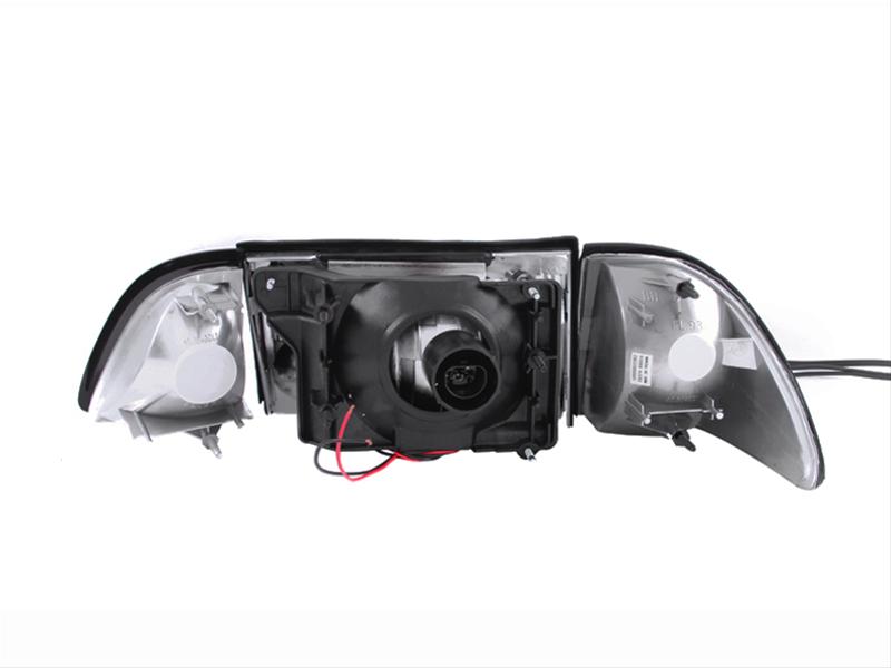 ANZO 1987-1993 Ford Mustang Crystal Headlights Chrome w/ Corner Lights 2pc thumbnail 2