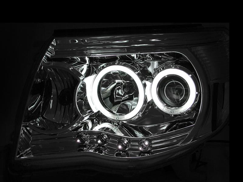 ANZO 2005-2011 Toyota Tacoma Projector Headlights w/ Halos Chrome