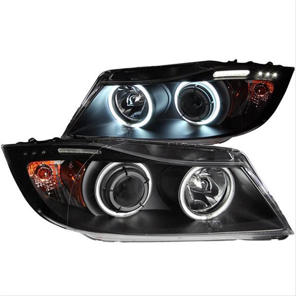 ANZO 2006-2008 BMW 3 Series E90-E91 Projector Headlights w/ Halo w/ LED Bar Black (CCFL) thumbnail 3