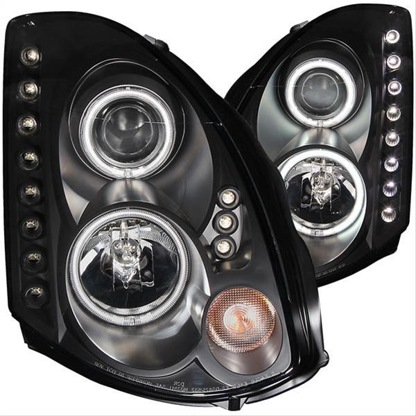 ANZO 2003-2007 Infiniti G35 Projector Headlights w/ Halo Black (CCFL) (HID Compatible) thumbnail 3