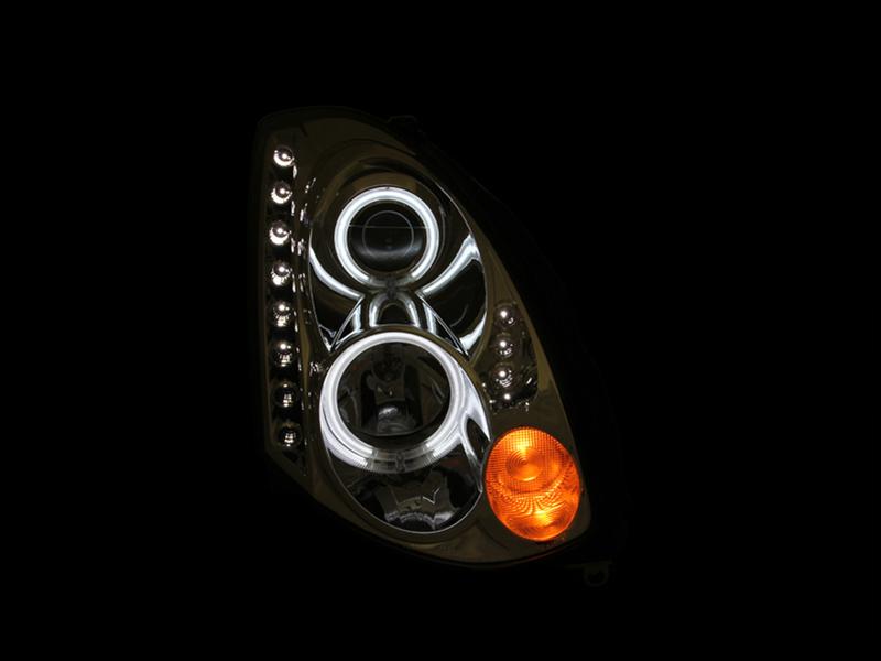 ANZO 2003-2007 Infiniti G35 Projector Headlights w/ Halo Chrome (CCFL) (HID Compatible) thumbnail 2