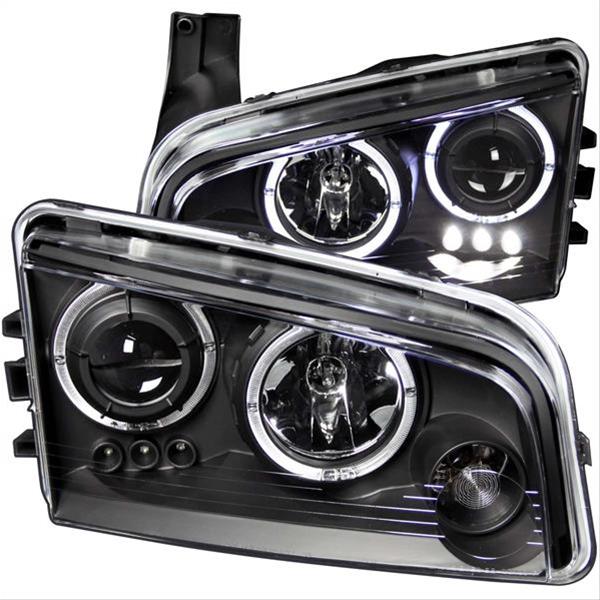 ANZO 2006-2010 Dodge Charger Projector Headlights w/ Halo Black